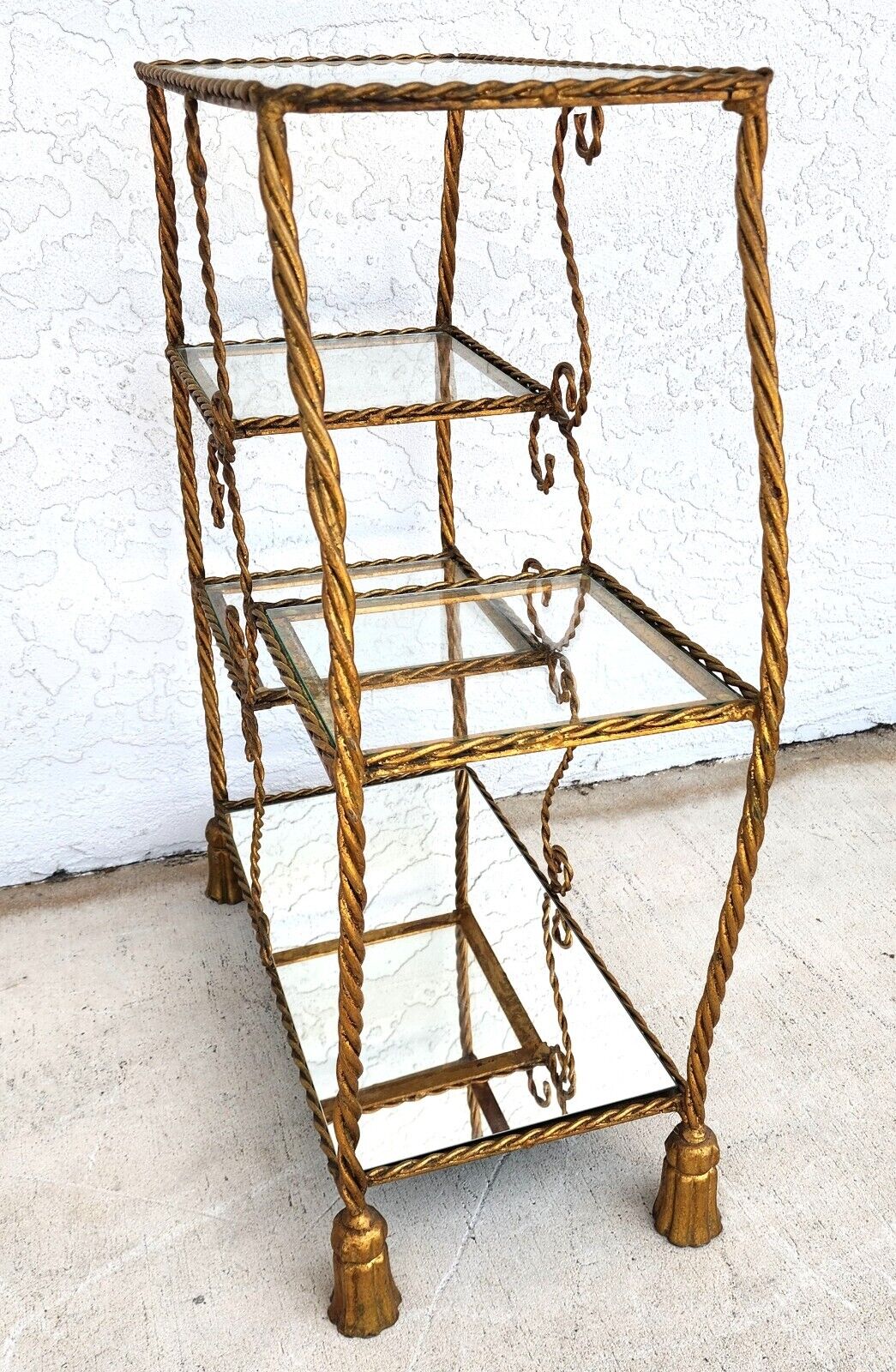 Rope Tassel Gilt Table Shelves Vintage