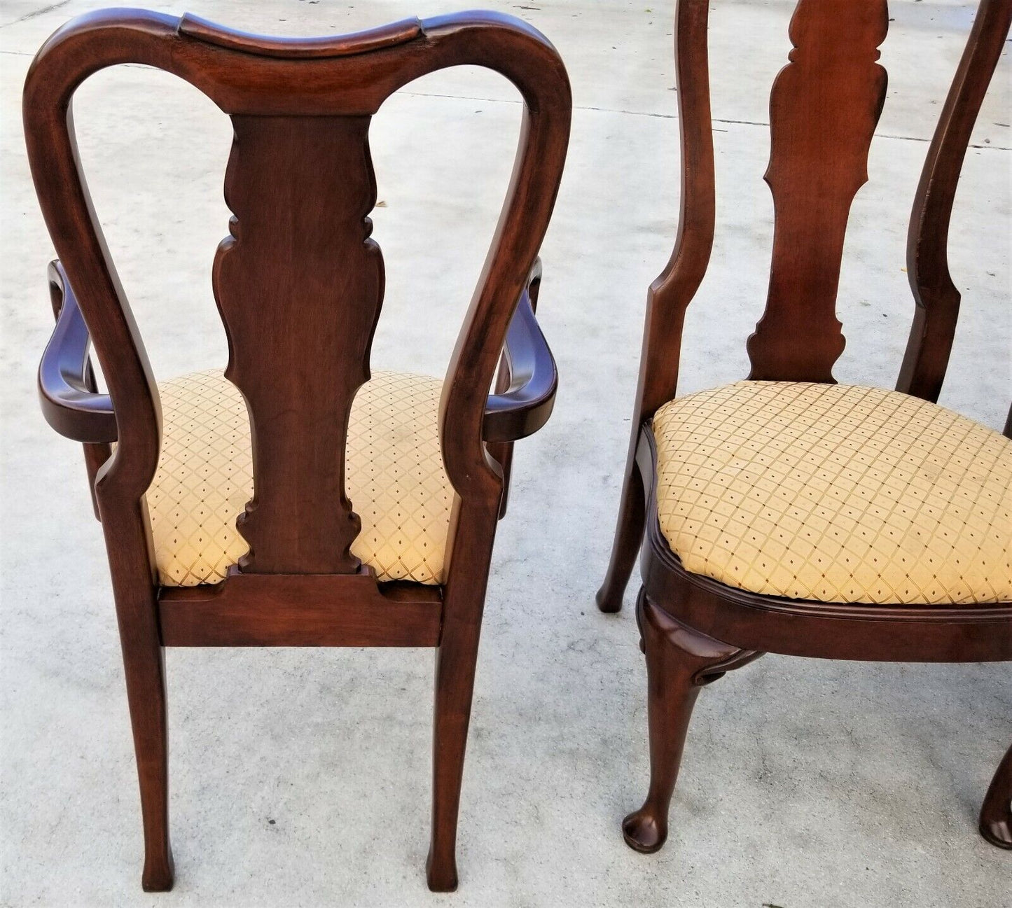 Vintage Solid Mahogany George II Queen Anne Splat Back Dining Chairs - Set of 6