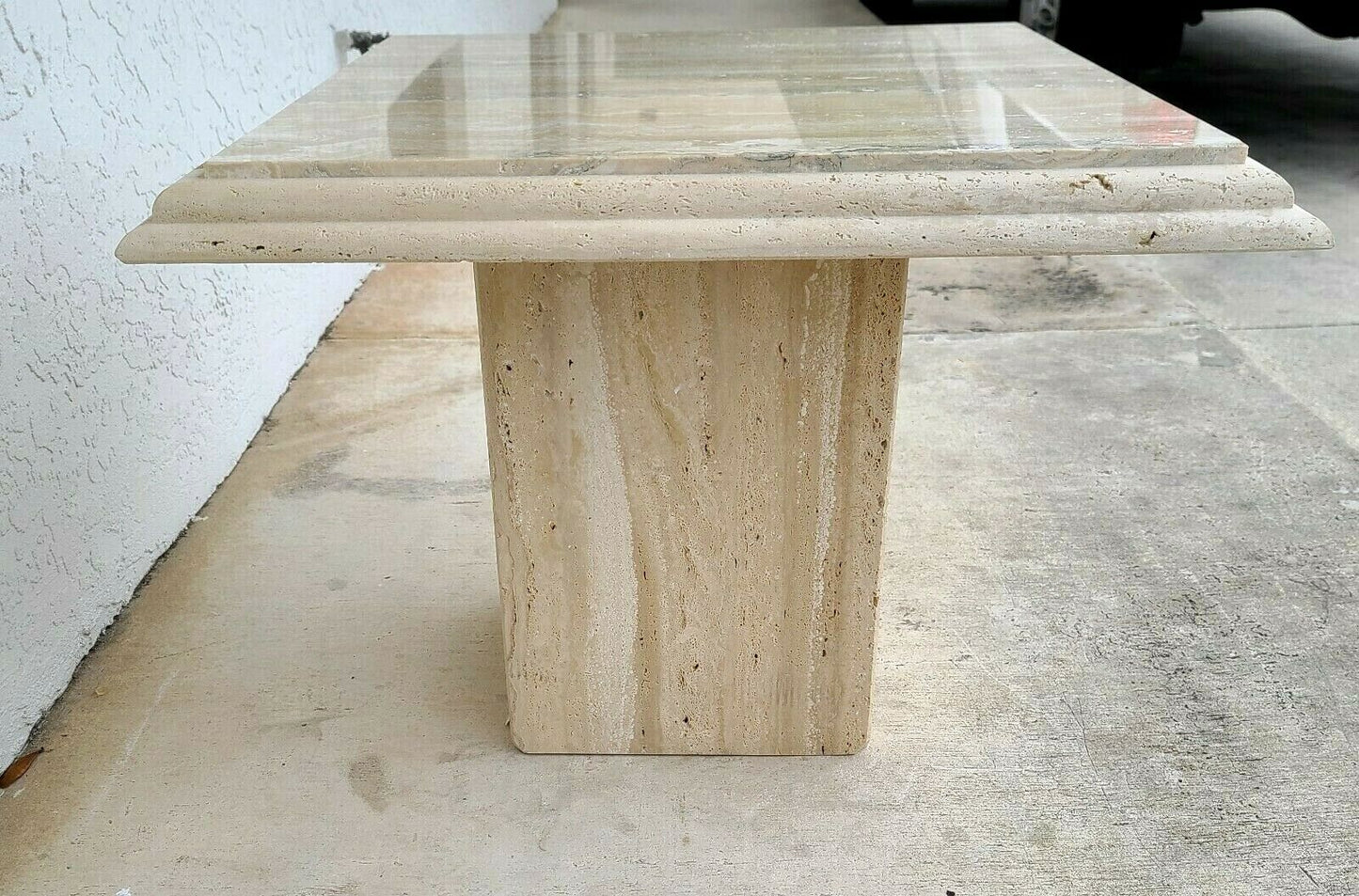 Midcentury Italian Travertine Side End Table by Stone International