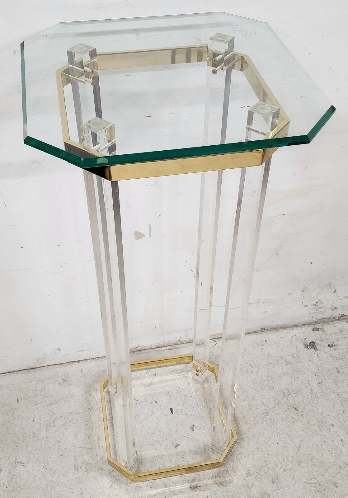 Lucite Pedestal Display Stand CHARLES HOLLIS JONES Style 24 Karat Gold Plated