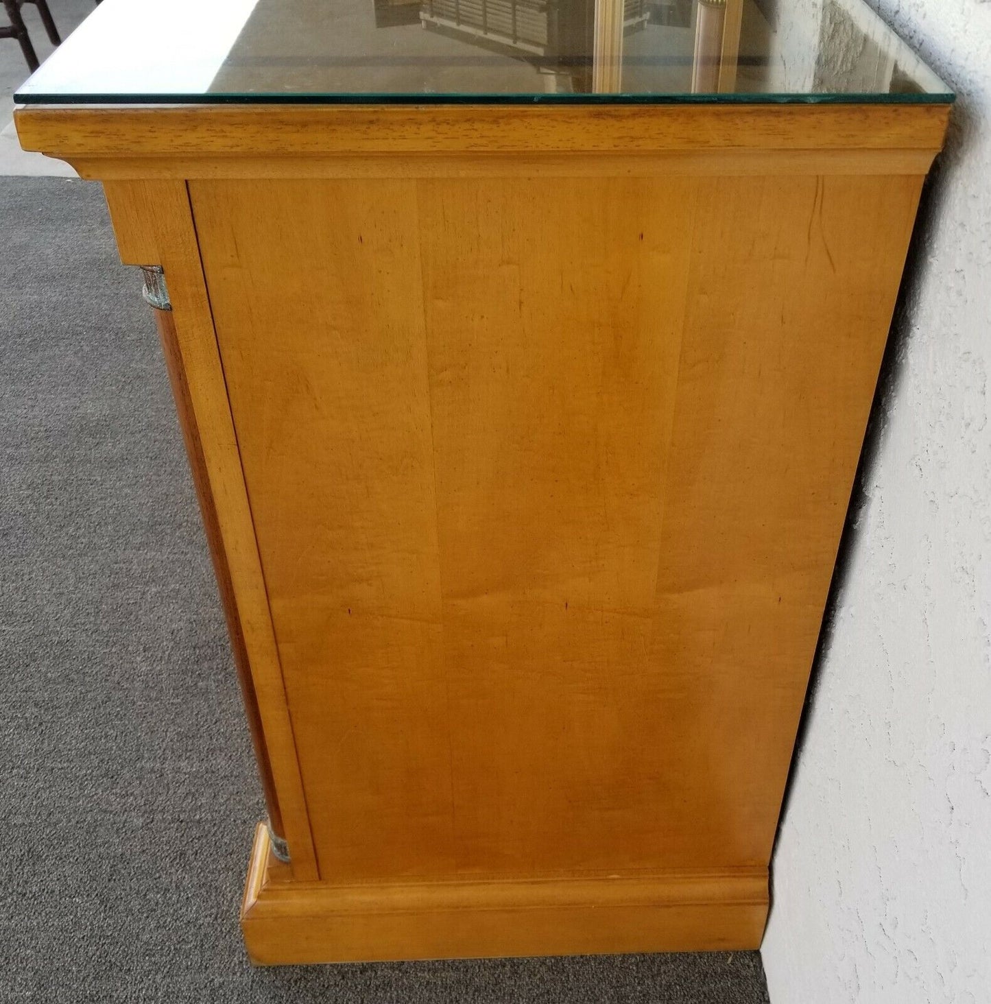 STANLEY FURNITURE Art Deco Dresser with Matching Mirror and Custom Glass Top