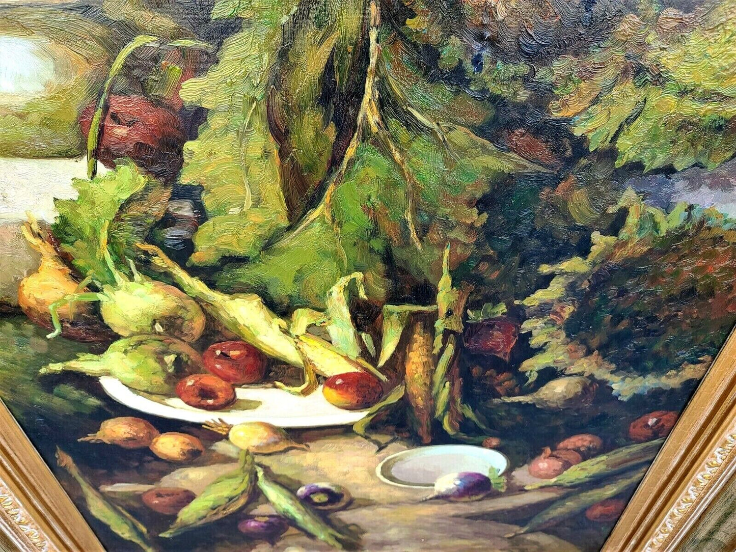 Huge Framed Signed HONER Still Life Autumn Harvest Oil Painting on Canvas