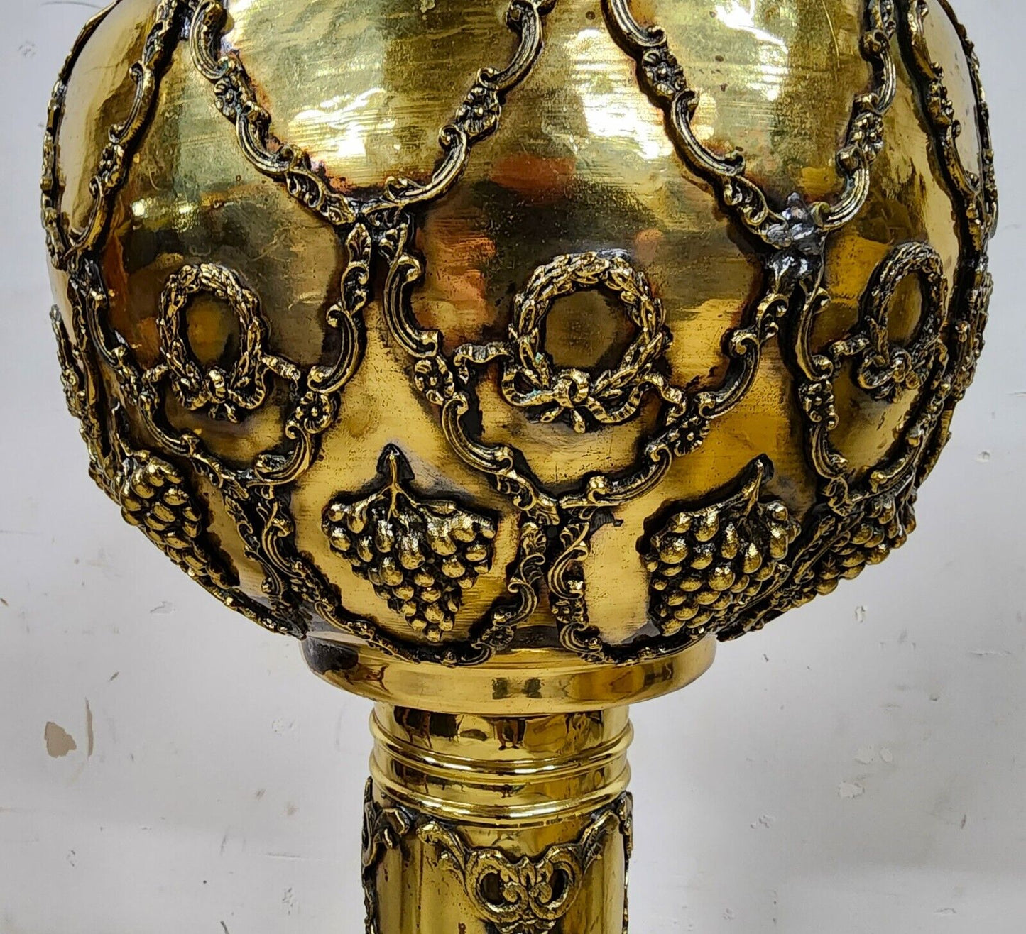 2 Antique Brass Planter Stands