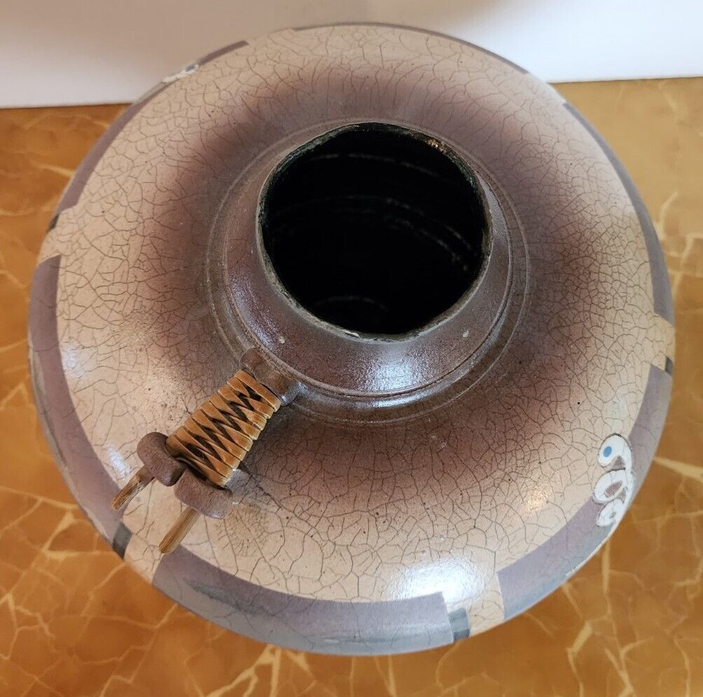 KEN JENSEN Pottery 1980 Raku Vase Vessel Signed