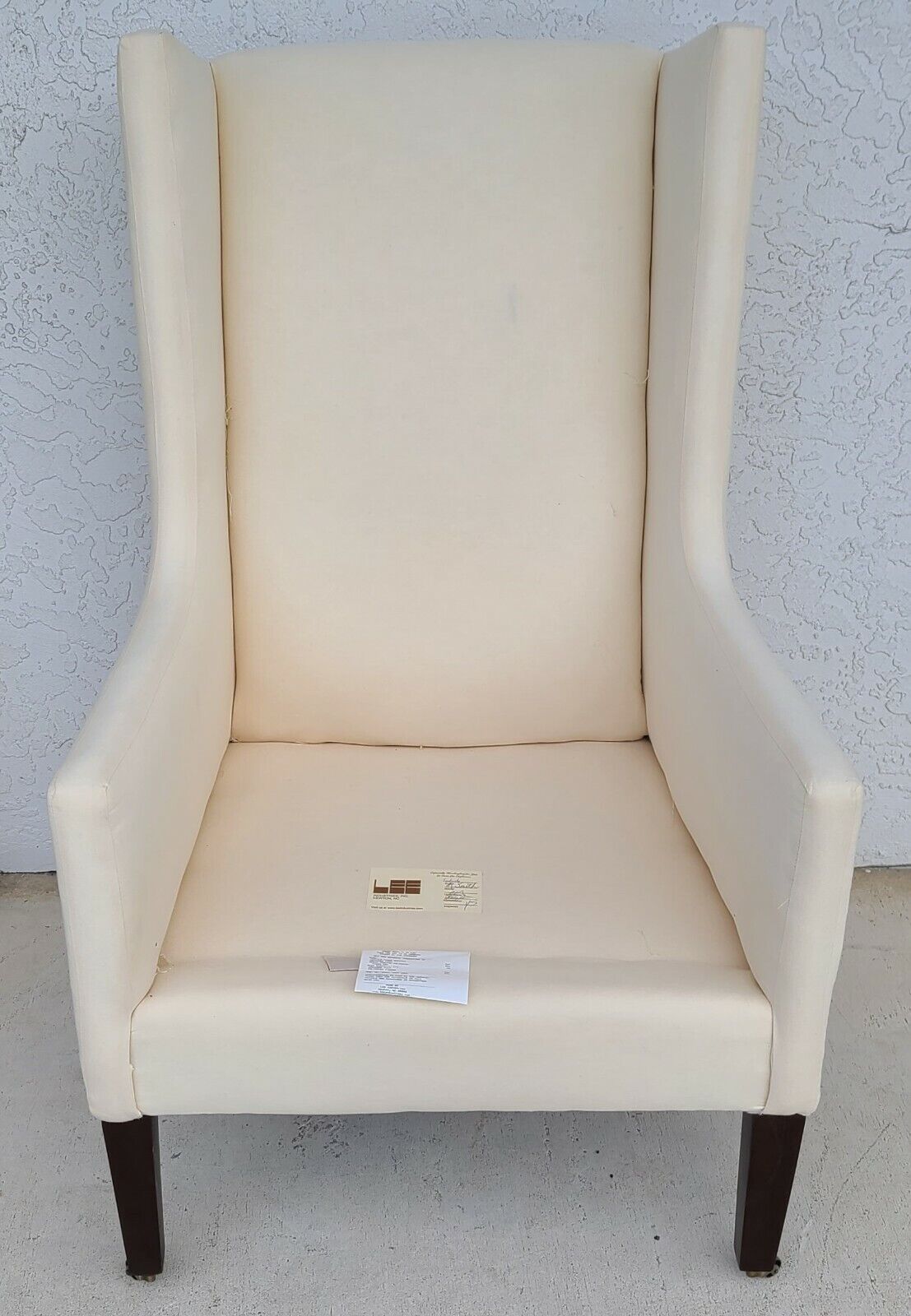 LEE INDUSTRIES Cotton Linen Asian Floral Slipcovered Wingback Armchair w Pillows