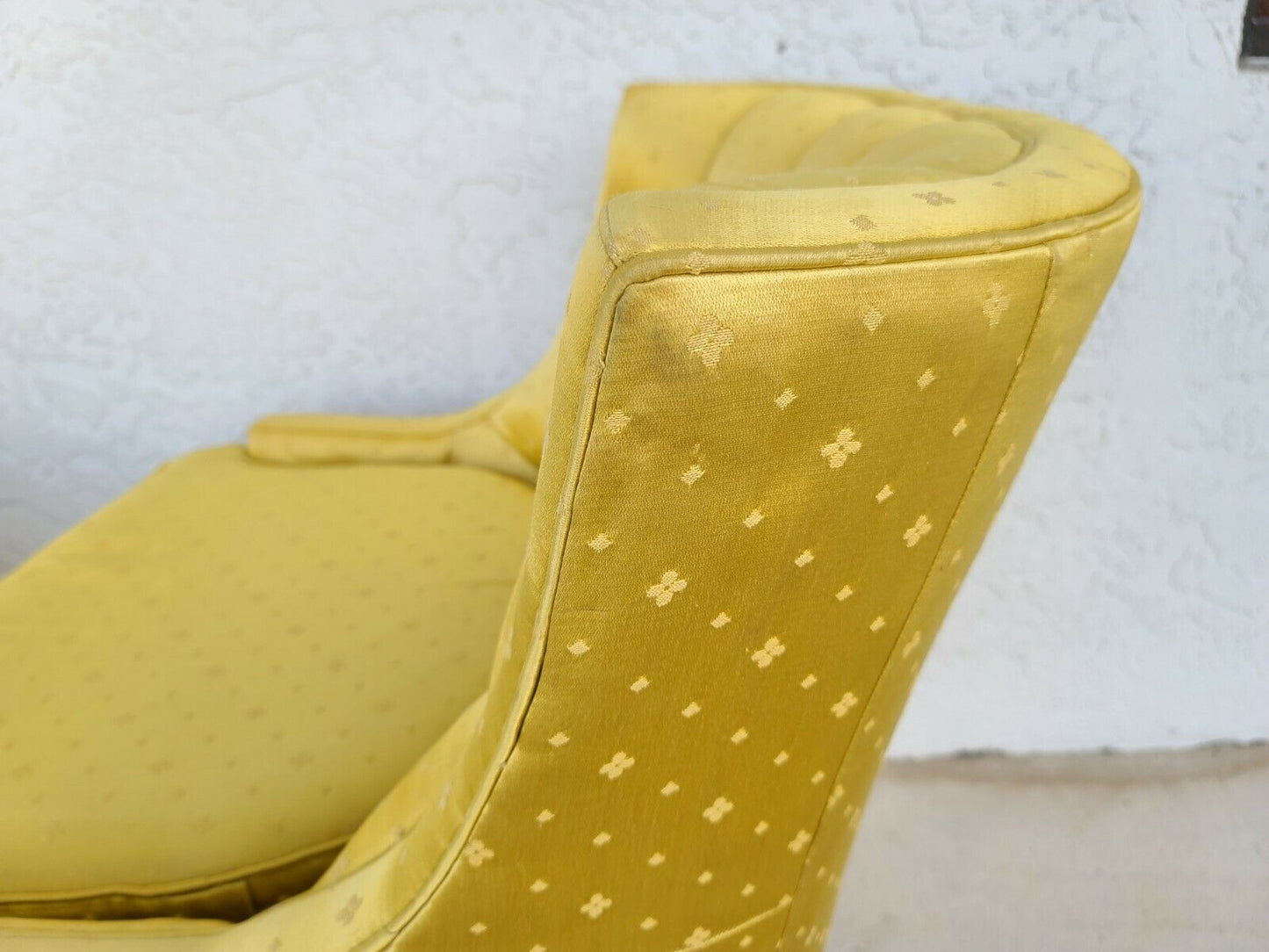 Mid Century SILVER CRAFT Hollywood Regency Tufted Club Lounge Chairs - A Pair