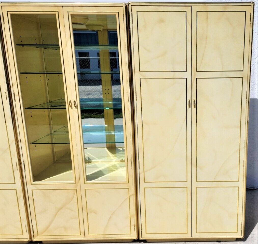 Faux Goatskin Display Etagere Bar Cabinets by JOHN STUART