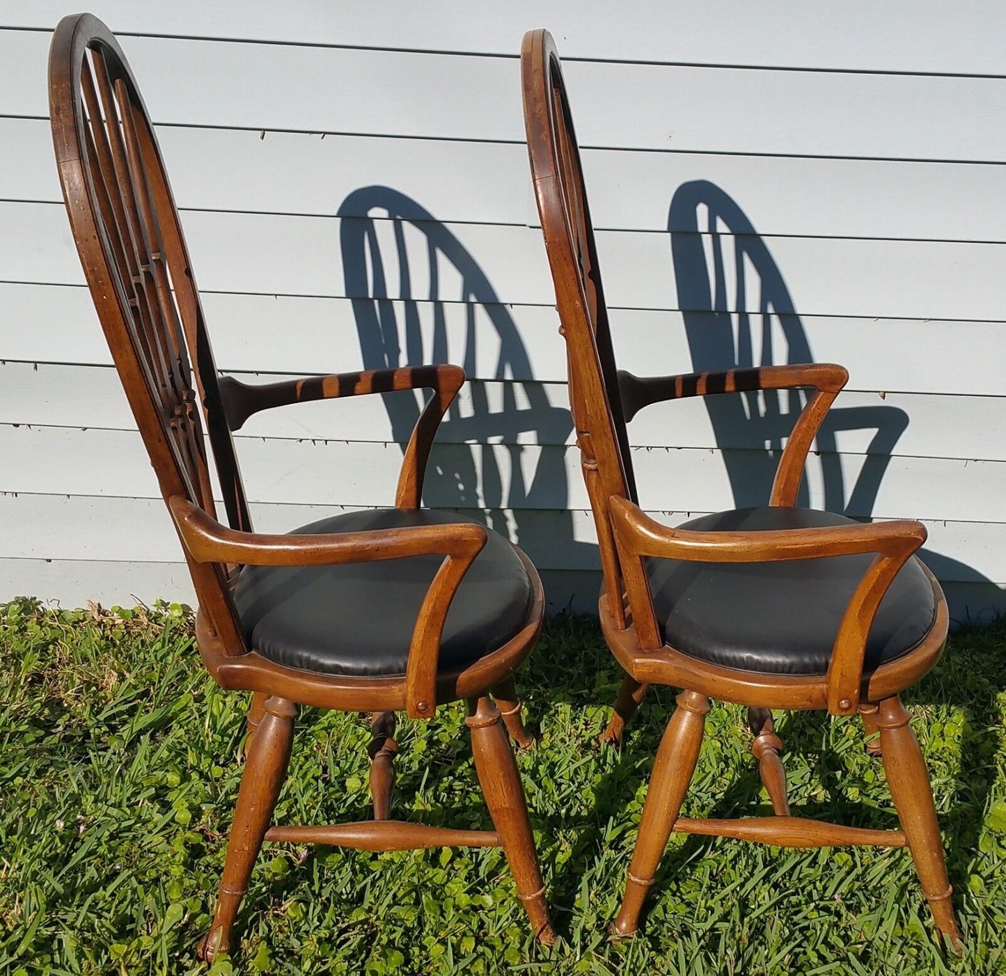 Pair Vtg Mid Century 1954 THOMASVILLE Bentwood Windsor Dining Armchairs Bowback