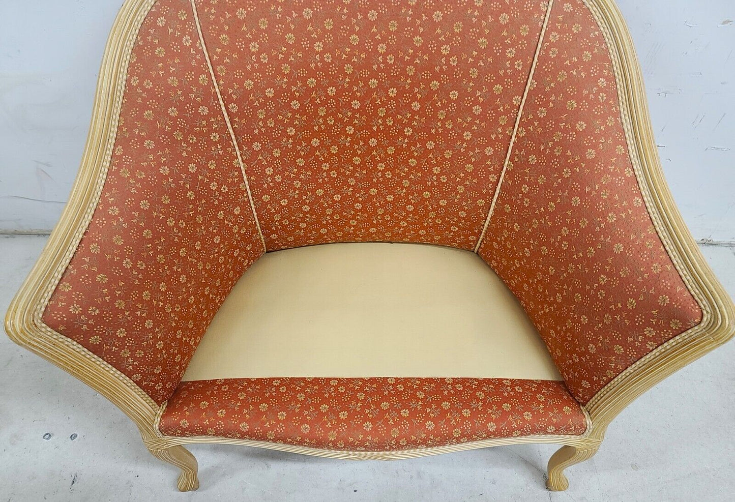 French Louis XV Boudoir Chair Floral Apricot