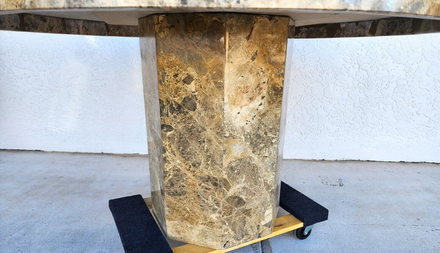 Marble Dining Table Faux Emperado Italian 1970s 55"