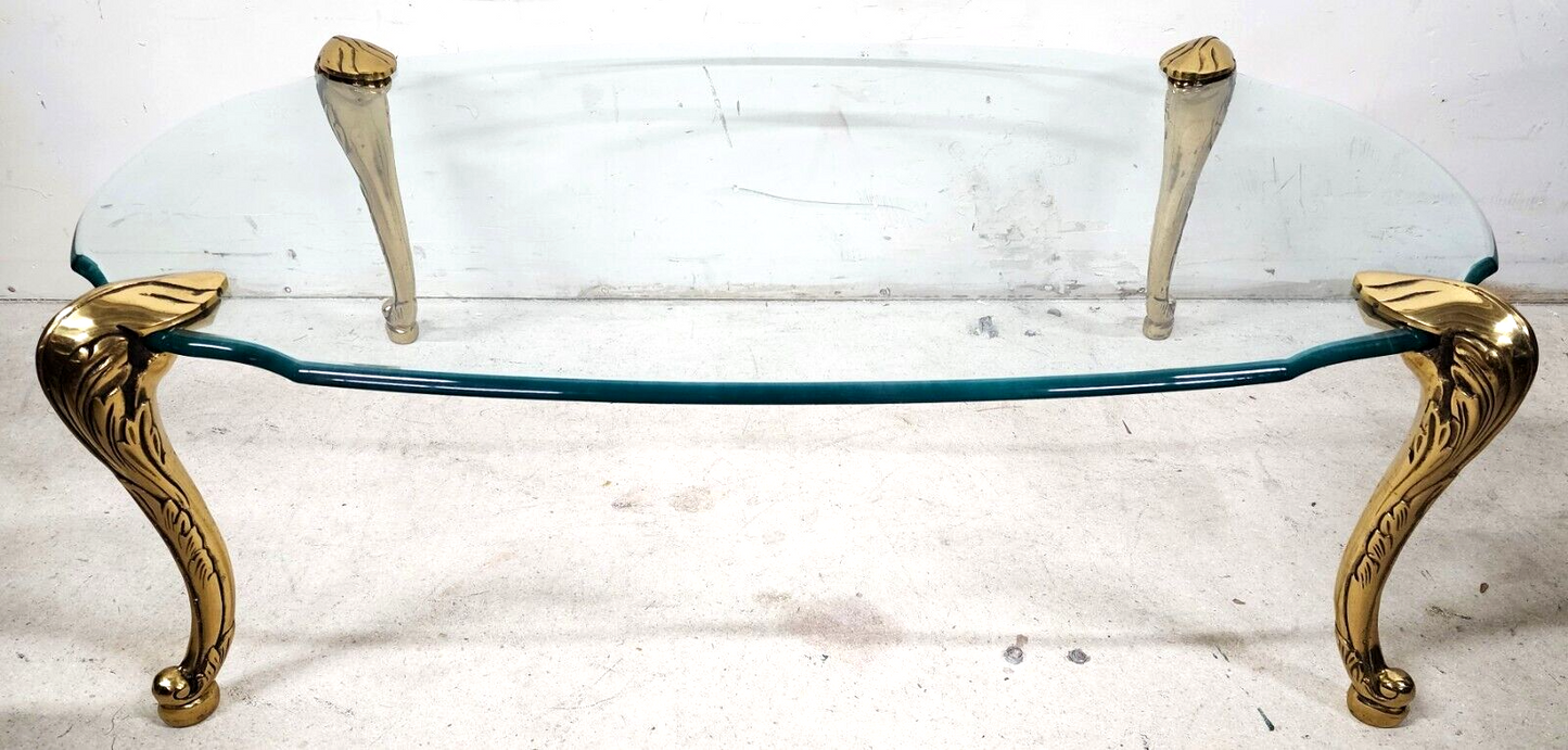 French Provincial Coffee Table Brass & Glass Vintage 1970s by CHAPMAN