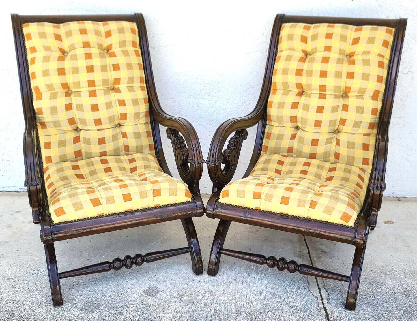 Tufted Regency Style Armchairs By MARGE CARSON