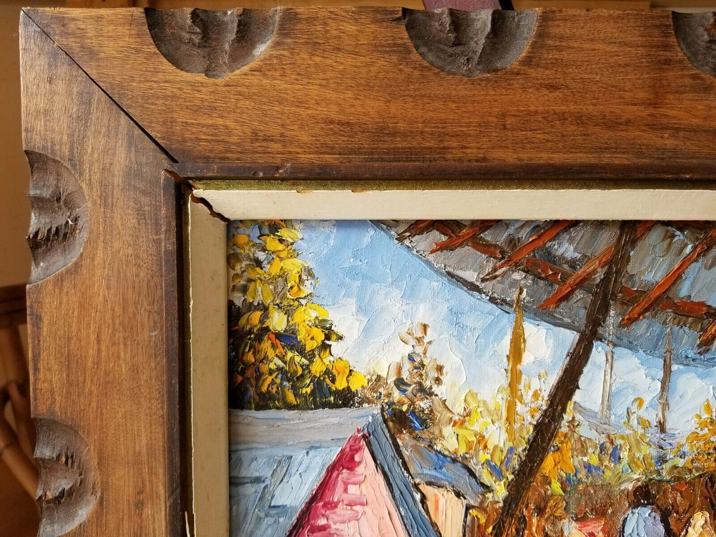 WESNER PIERRE-LOUIS (Haitian 1948-) Oil Painting of Cock Fight