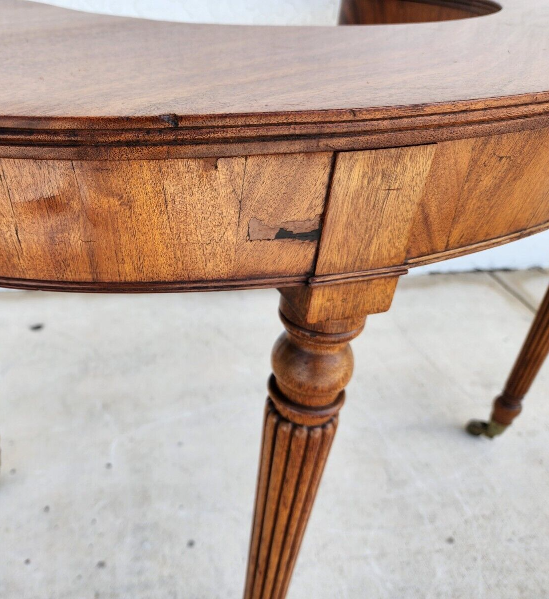 Wood Console Table Desk Mid Century Kidney Horseshoe Shape
