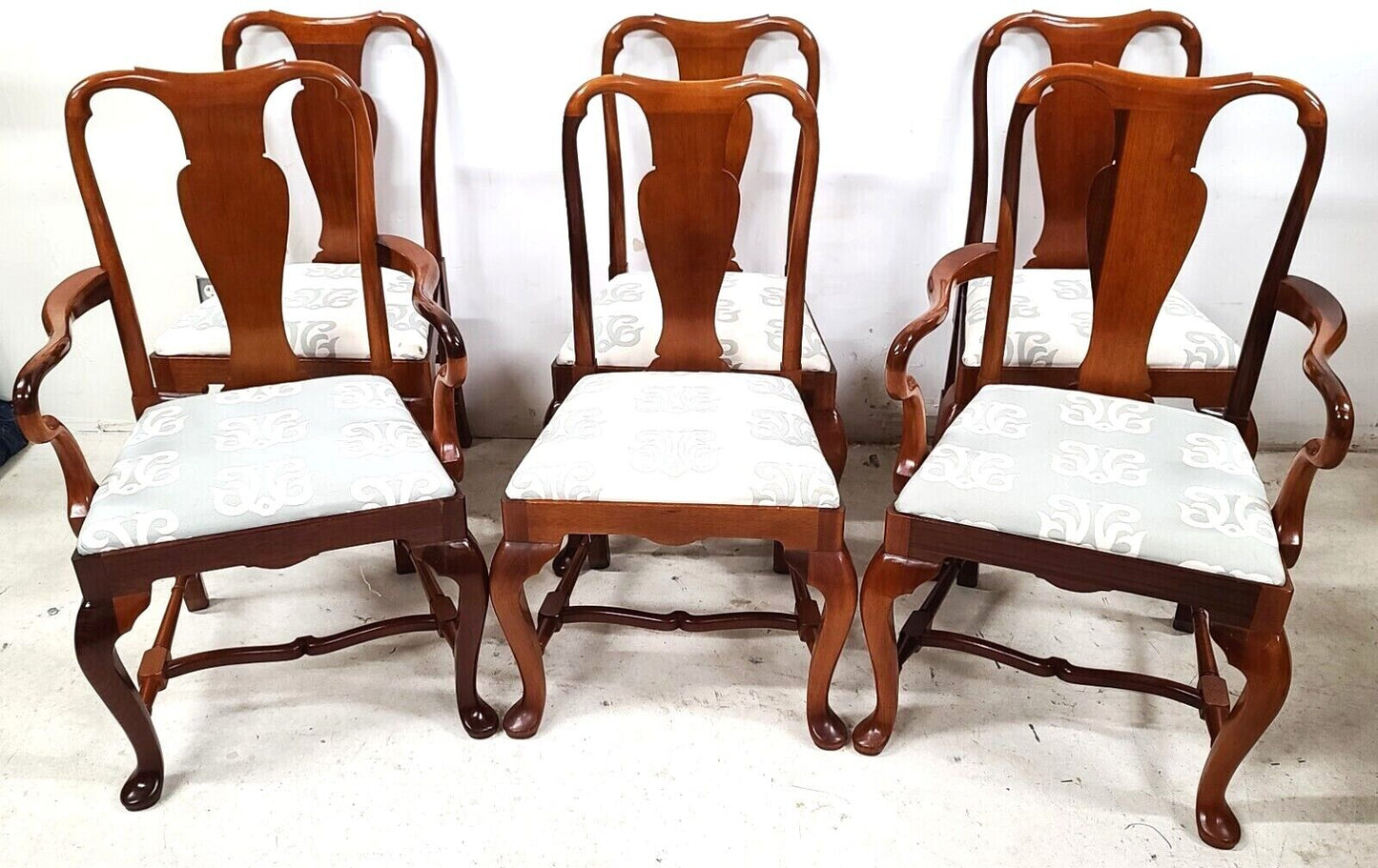 Mid Century Solid Cherry Queen Anne Dining Chairs - Set of 6