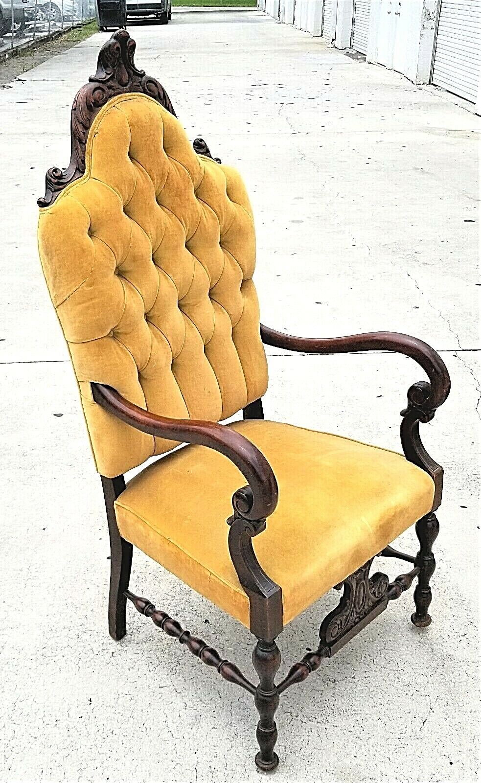 Antique Flamed Mahogany Federal Empire Style Accent Arm Chair Scrolled Arms