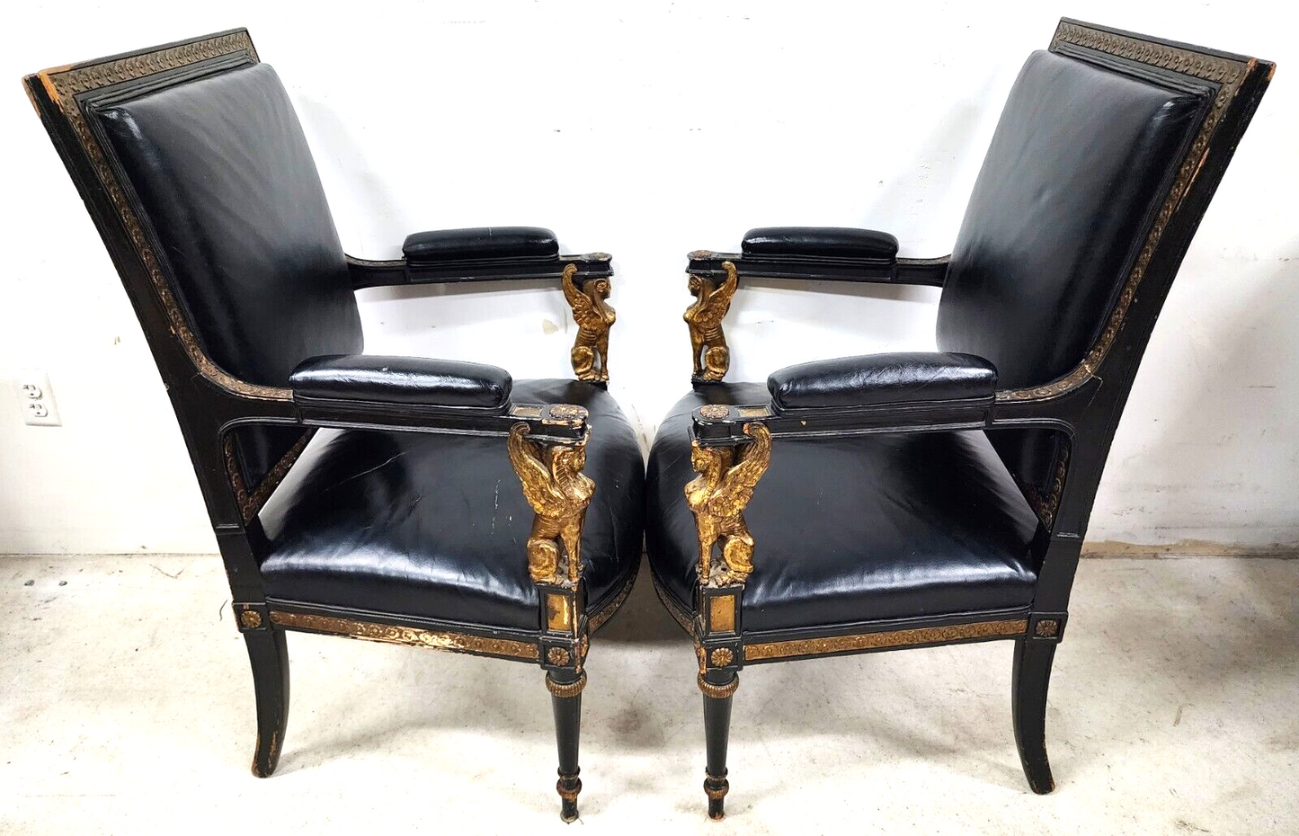 Leather Armchairs Empire Style Mid Century
