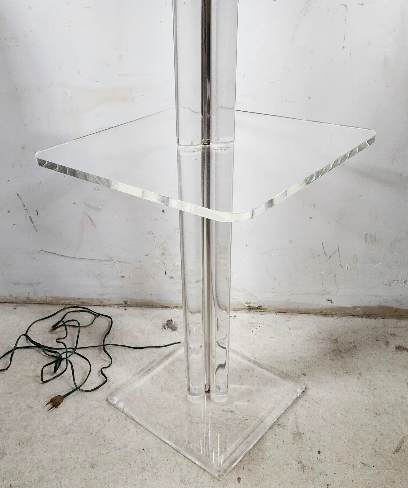 Lucite Floor Lamp with Table Vintage 1980s