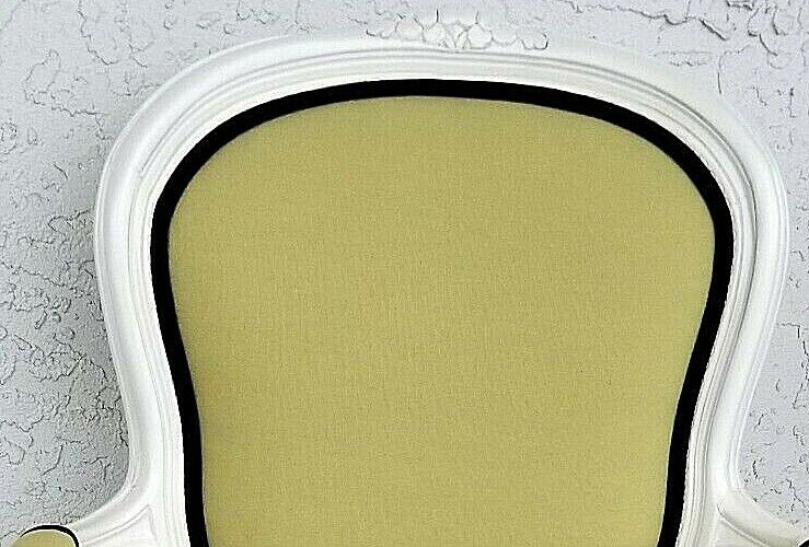 (2) Vintage French Provincial Louis XV Pearled White Carved Wood Armchairs