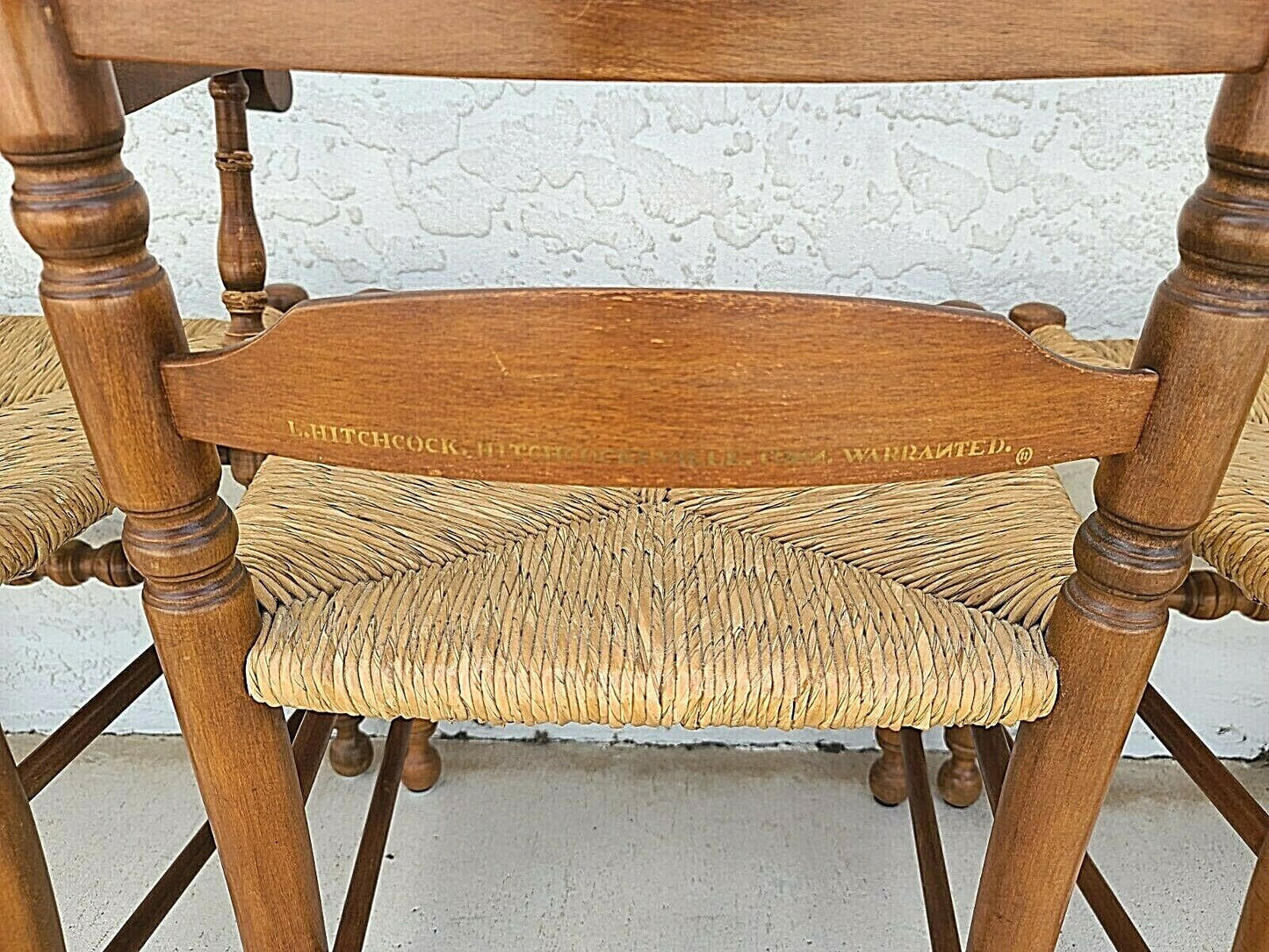 L Hitchcock Dining Chairs Harvest Stenciled Ladder Back Rush Seat