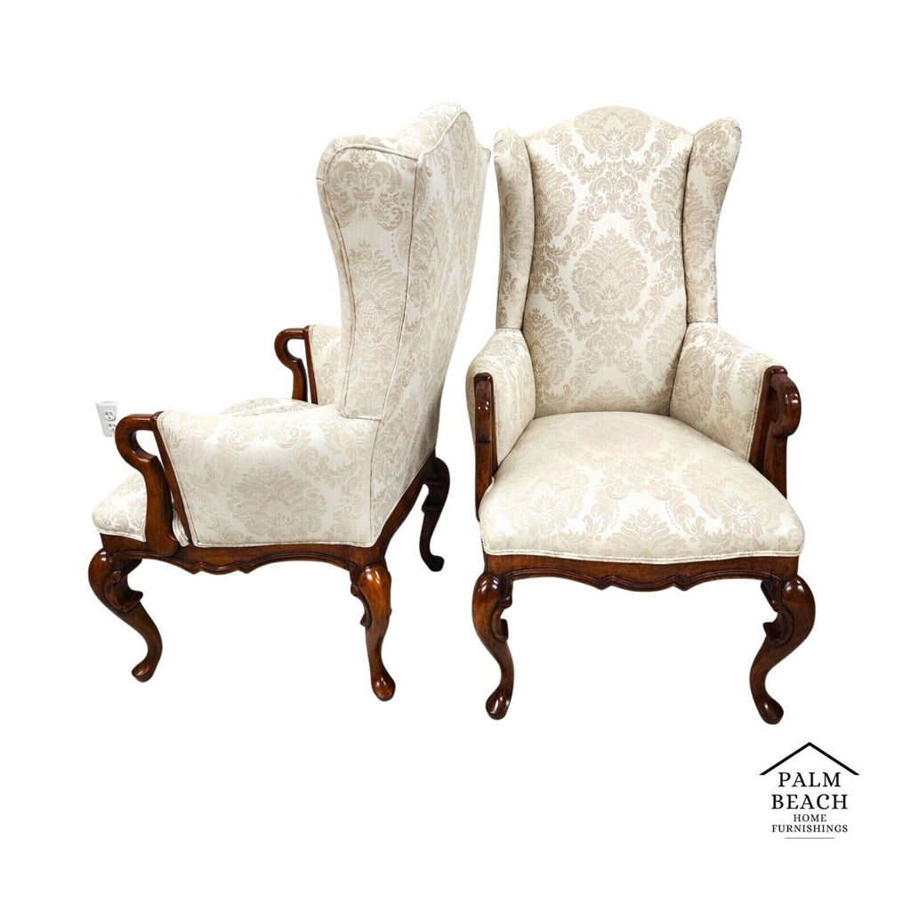 Pair of Fabulous Chinese Chippendale Wingback Armchairs by BAU Furniture of California