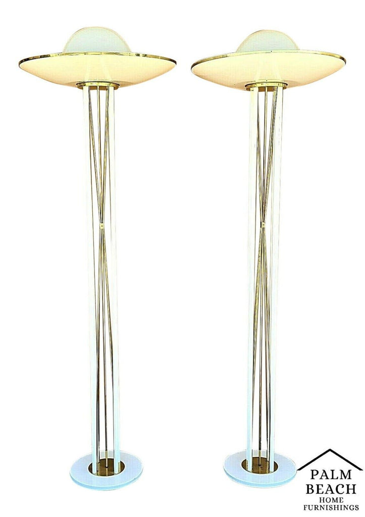 Pair of Massive 1970's Reggiani Italian Style Torchiere Floor Lamps