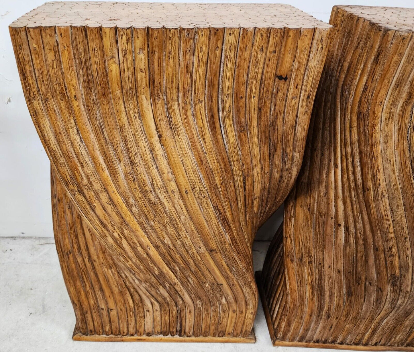 Vintage Bamboo Table Dining Console Bases Pedestals Boho by McGuire