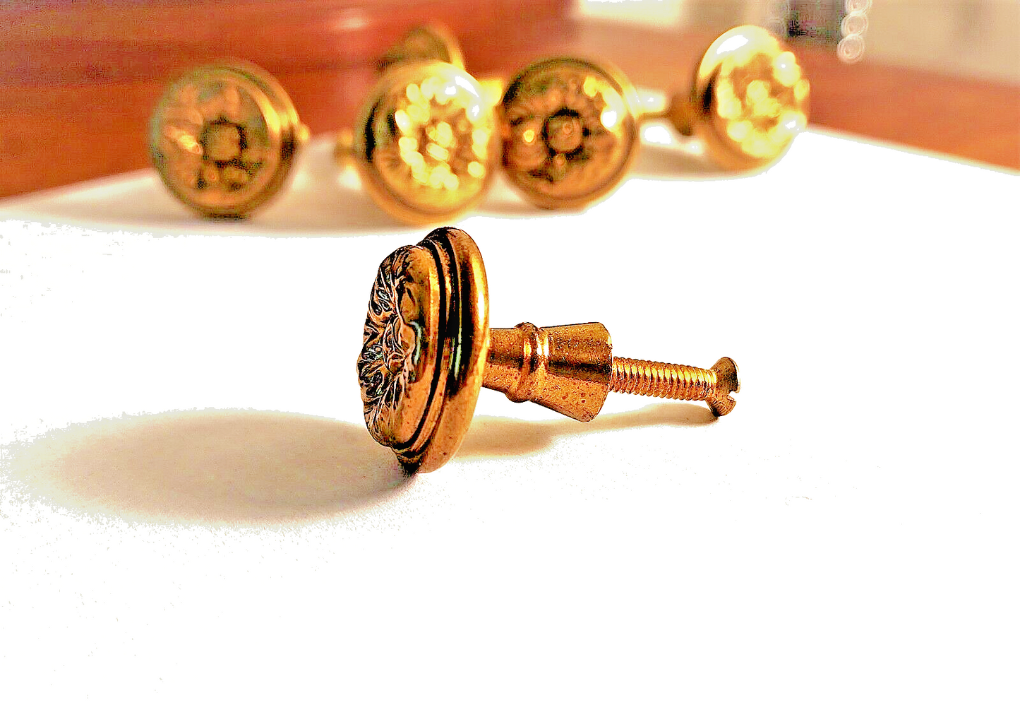 (1) Vintage Maitland Smith Brass Flower Drawer Pull