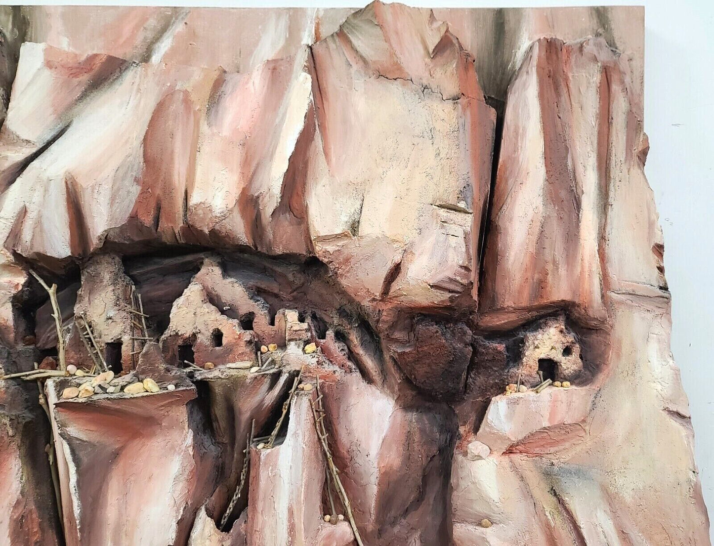 7 Foot Monumental Pueblo Cliff Dwelling 3 Dimensional Wall Art Sculpture