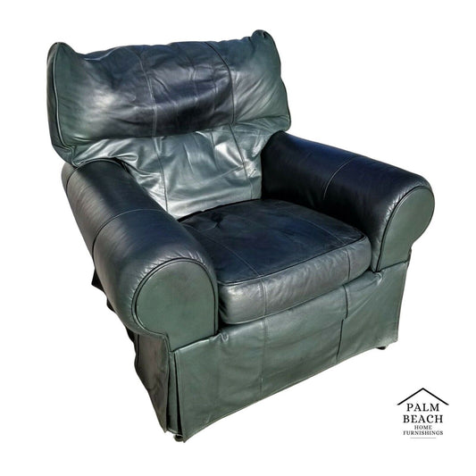 MCM LEATHERCRAFT Easeback Recliner Skirted Leather Lounge Club Armchair Chair