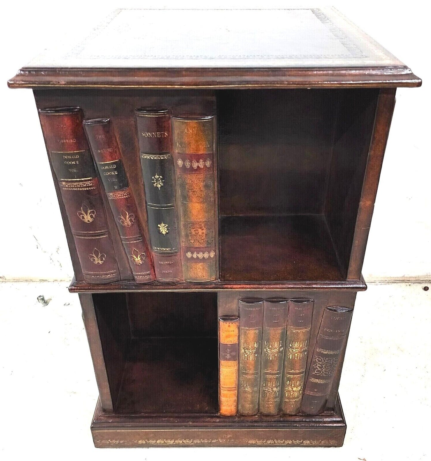 Tooled Leather Faux Book Nightstand Side Table by MAITLAND SMITH