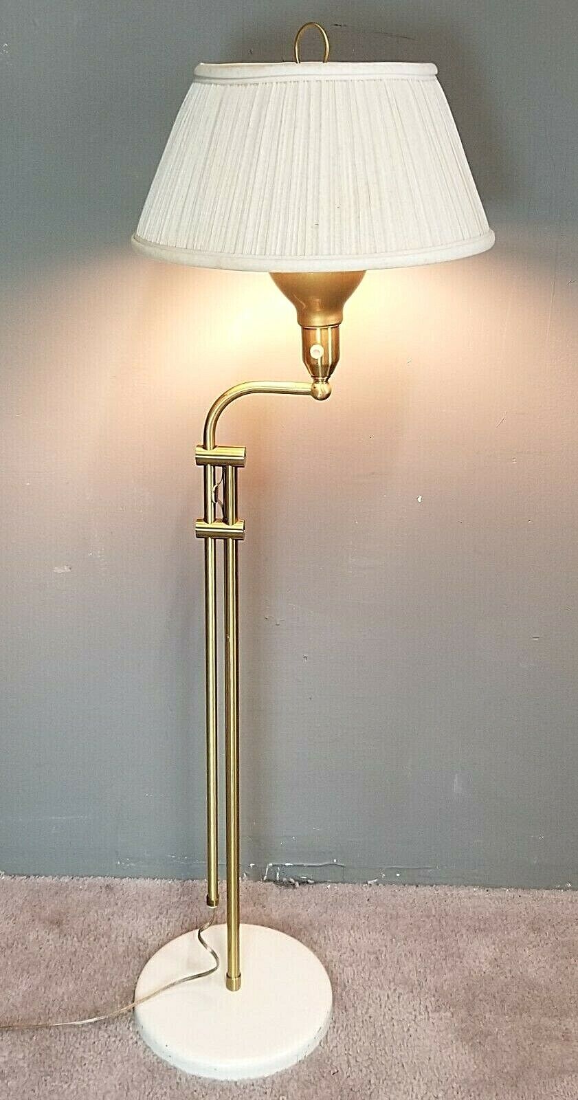 MCM Adjustable Height Brass Floor Lamp Danish Modern 63" - 43"