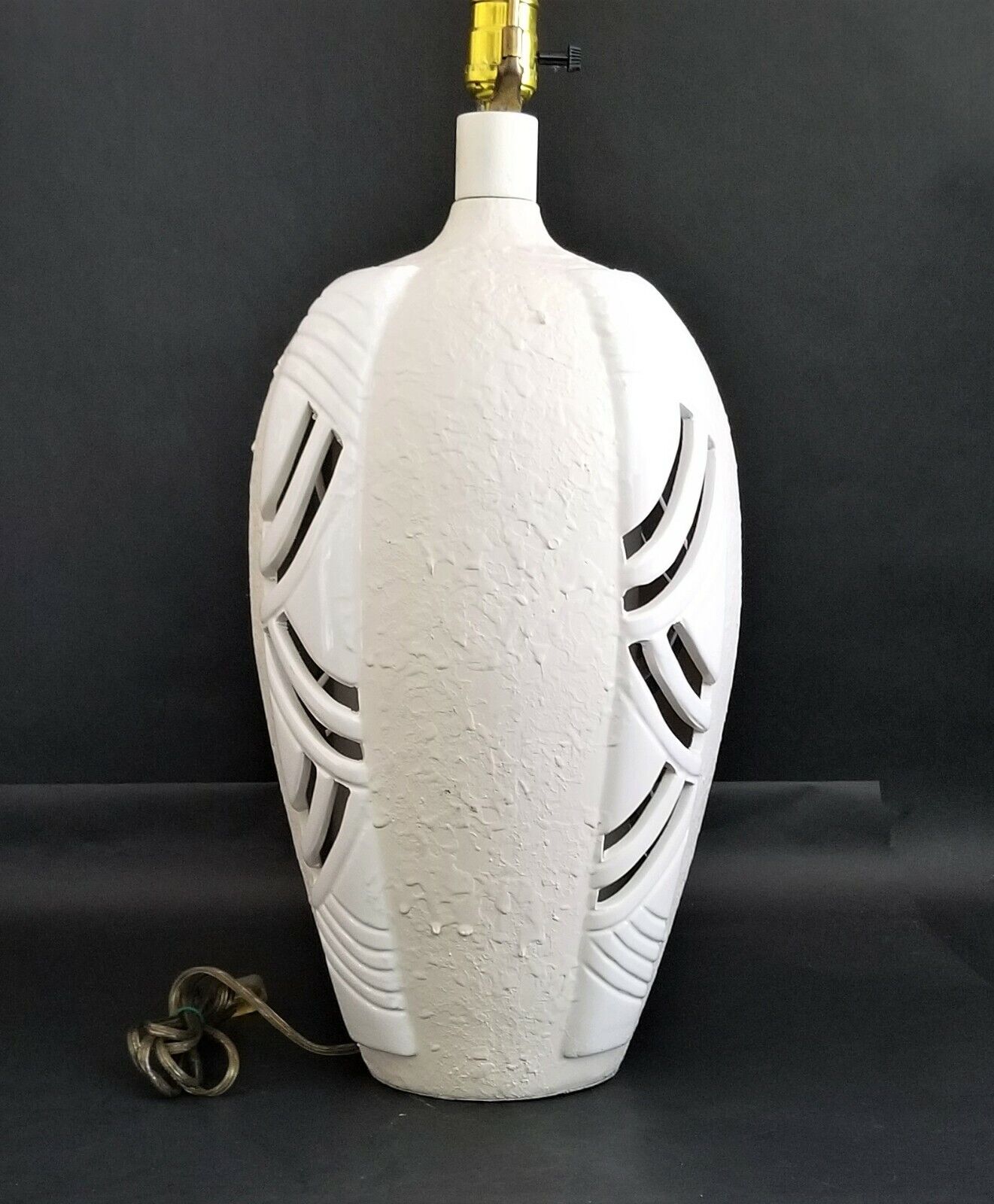 Vintage Ceramic Reticulated Table Lamp with Inside Light