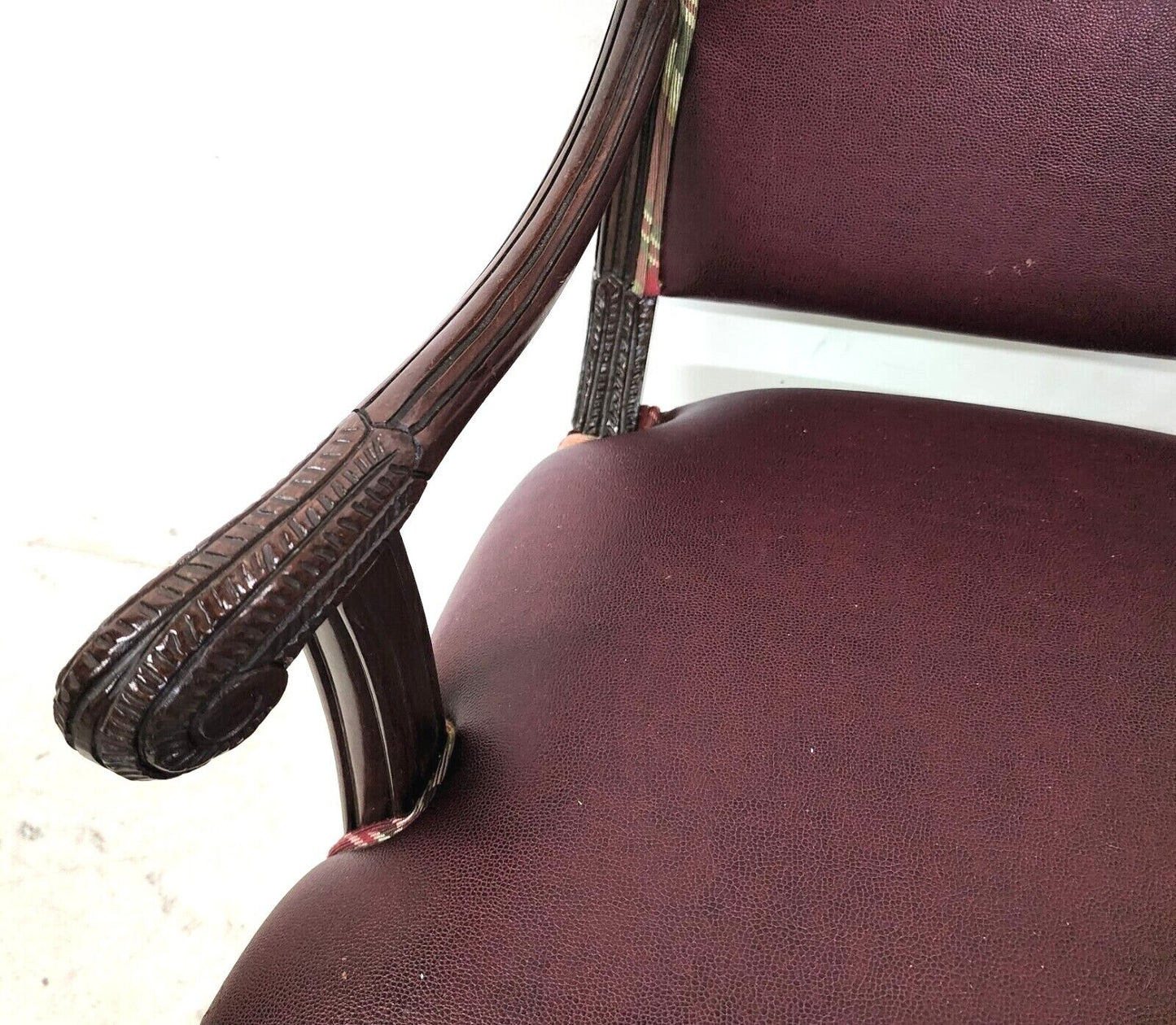 Vintage French Carved Solid Mahogany Dining Armchairs