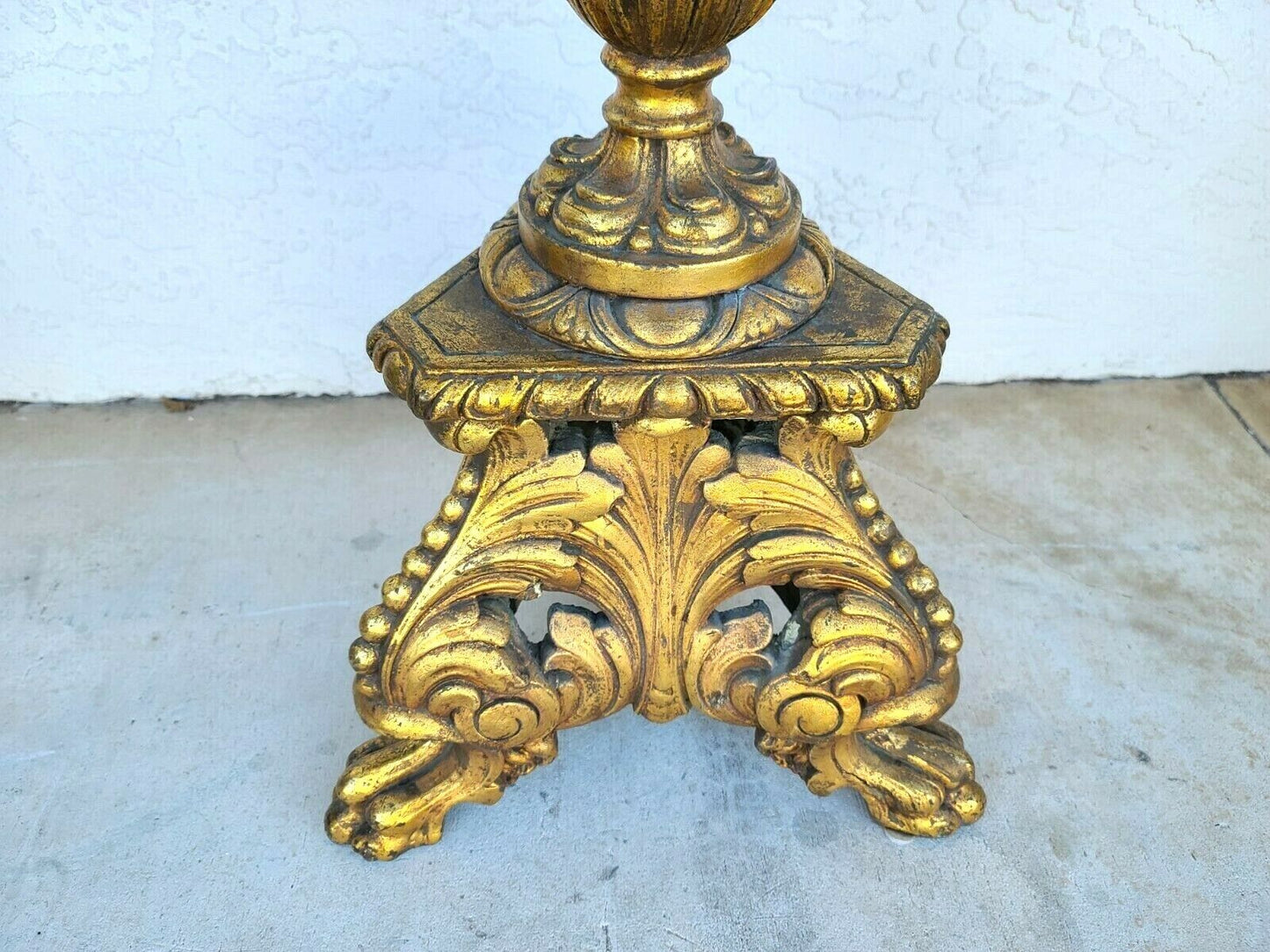 Antique Louis XV Brass Wrapped Gilt Side Accent Table With Serving Tray