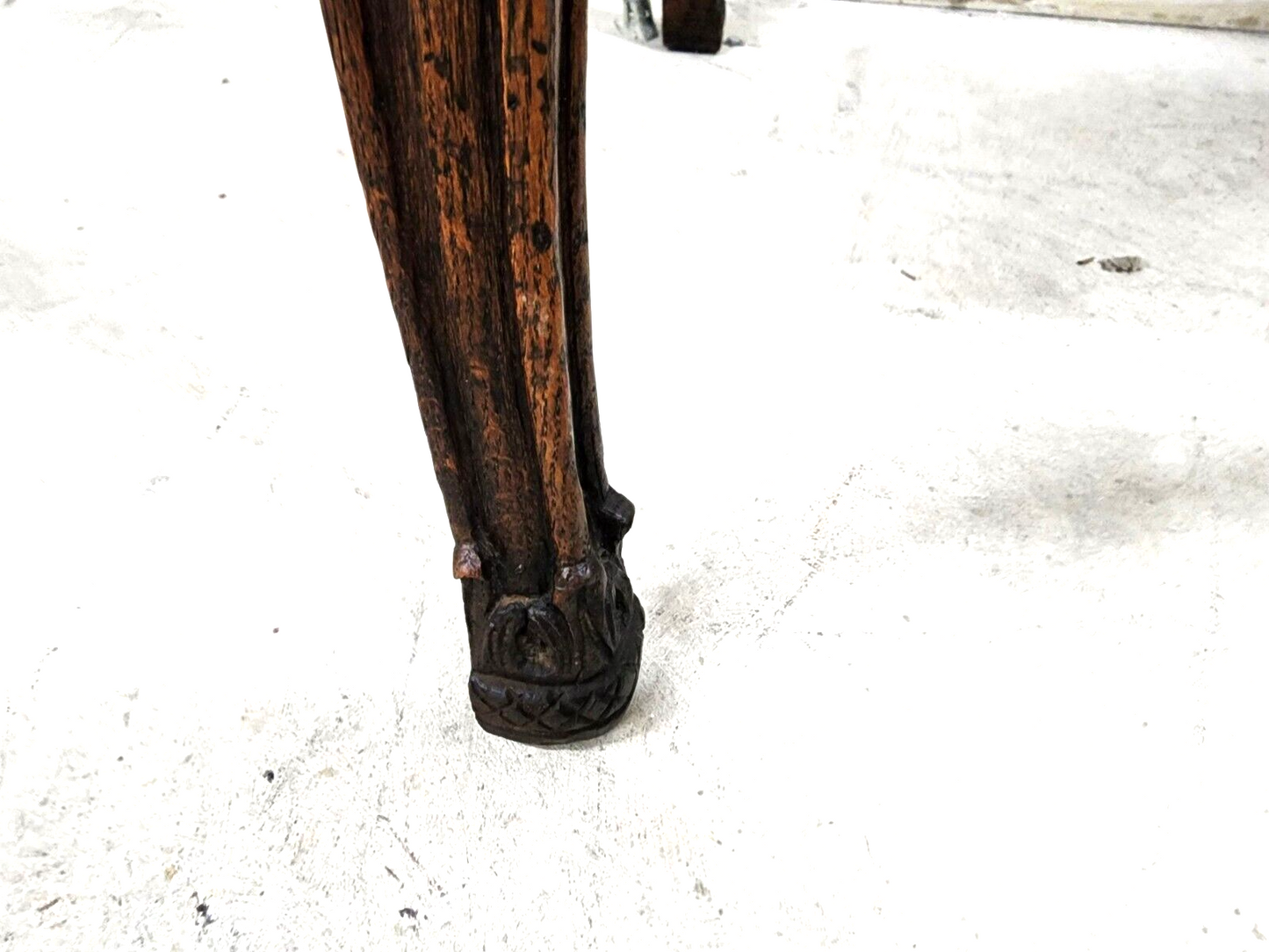 Country French Side Table Leather Top Oak Antique