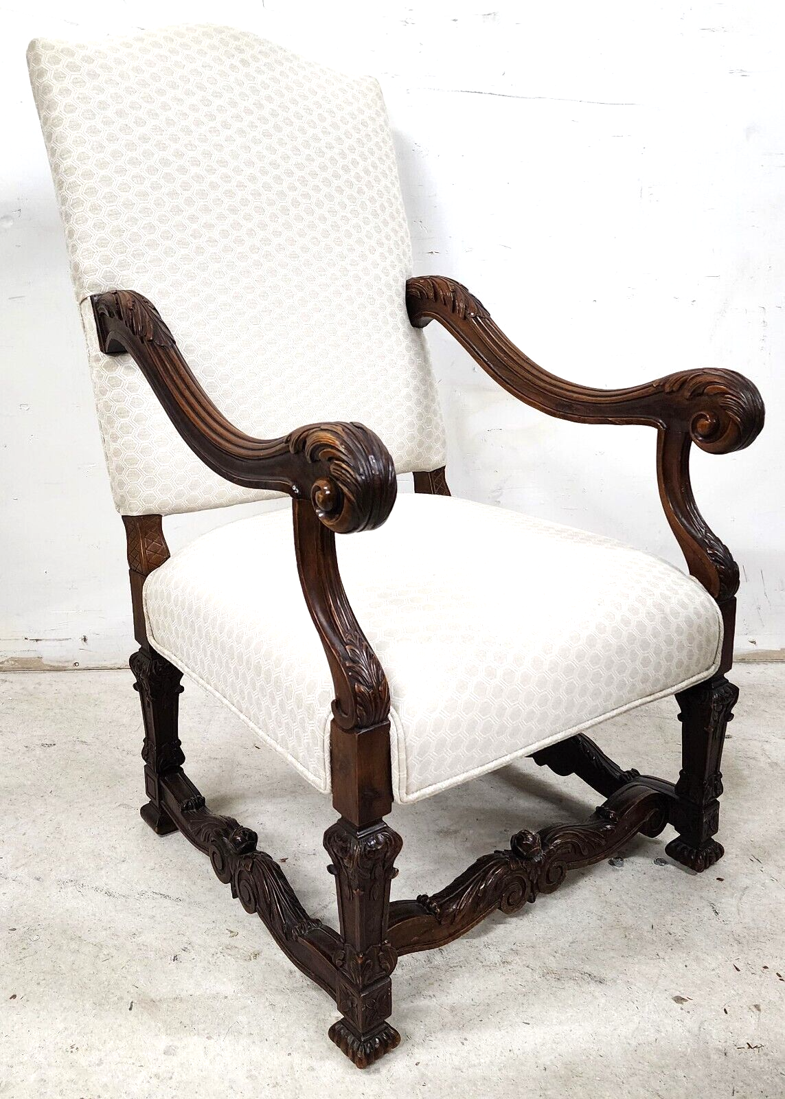 Antique Louis XIV French Armchair Hand Carved