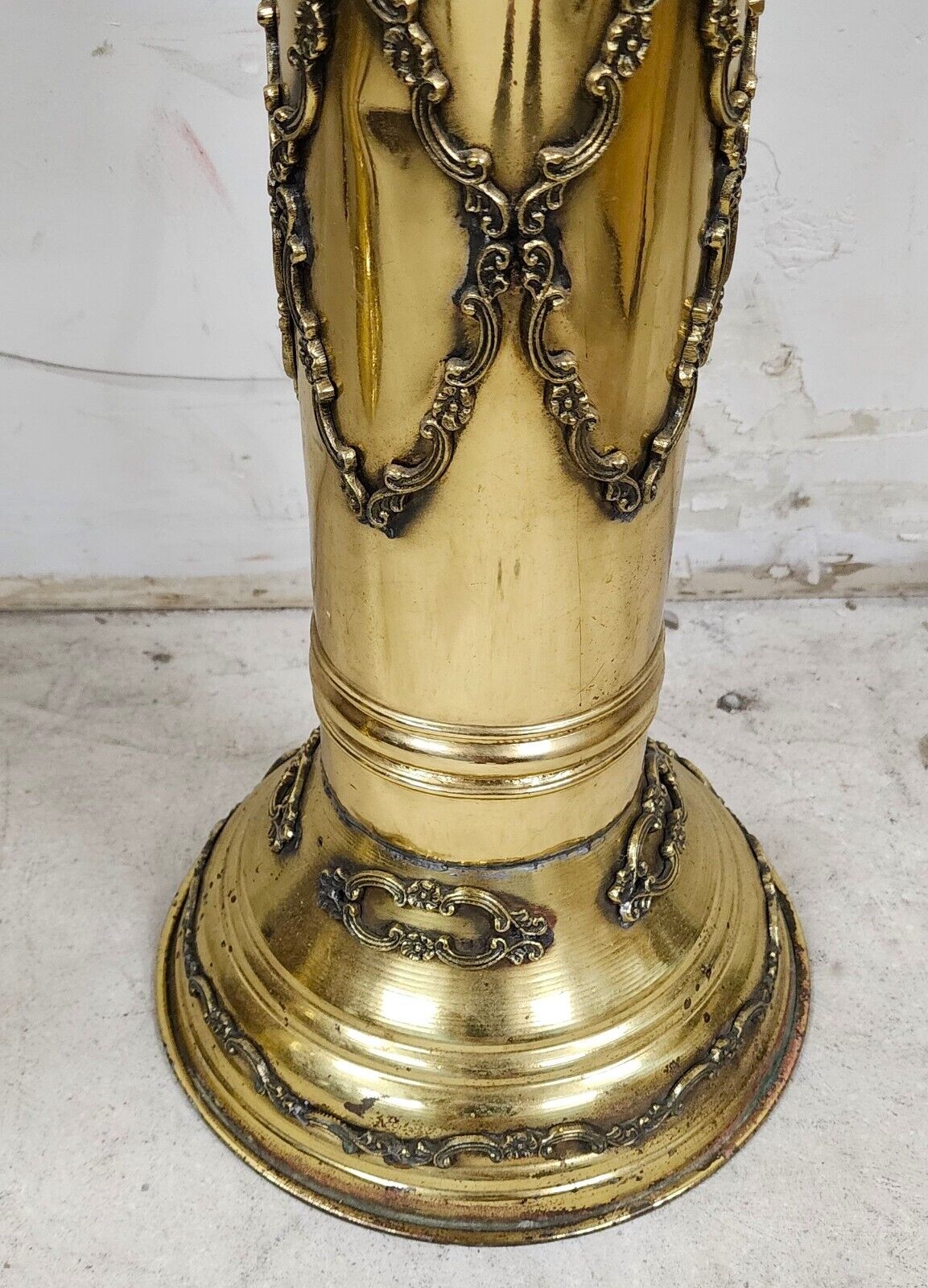 2 Antique Brass Planter Stands
