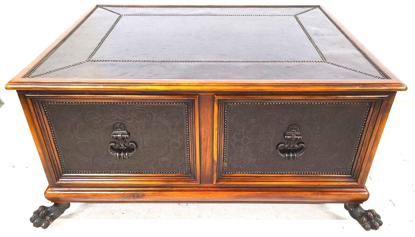 THEODORE ALEXANDER Armoury Collection Etched Brass Cocktail Table 50 ...