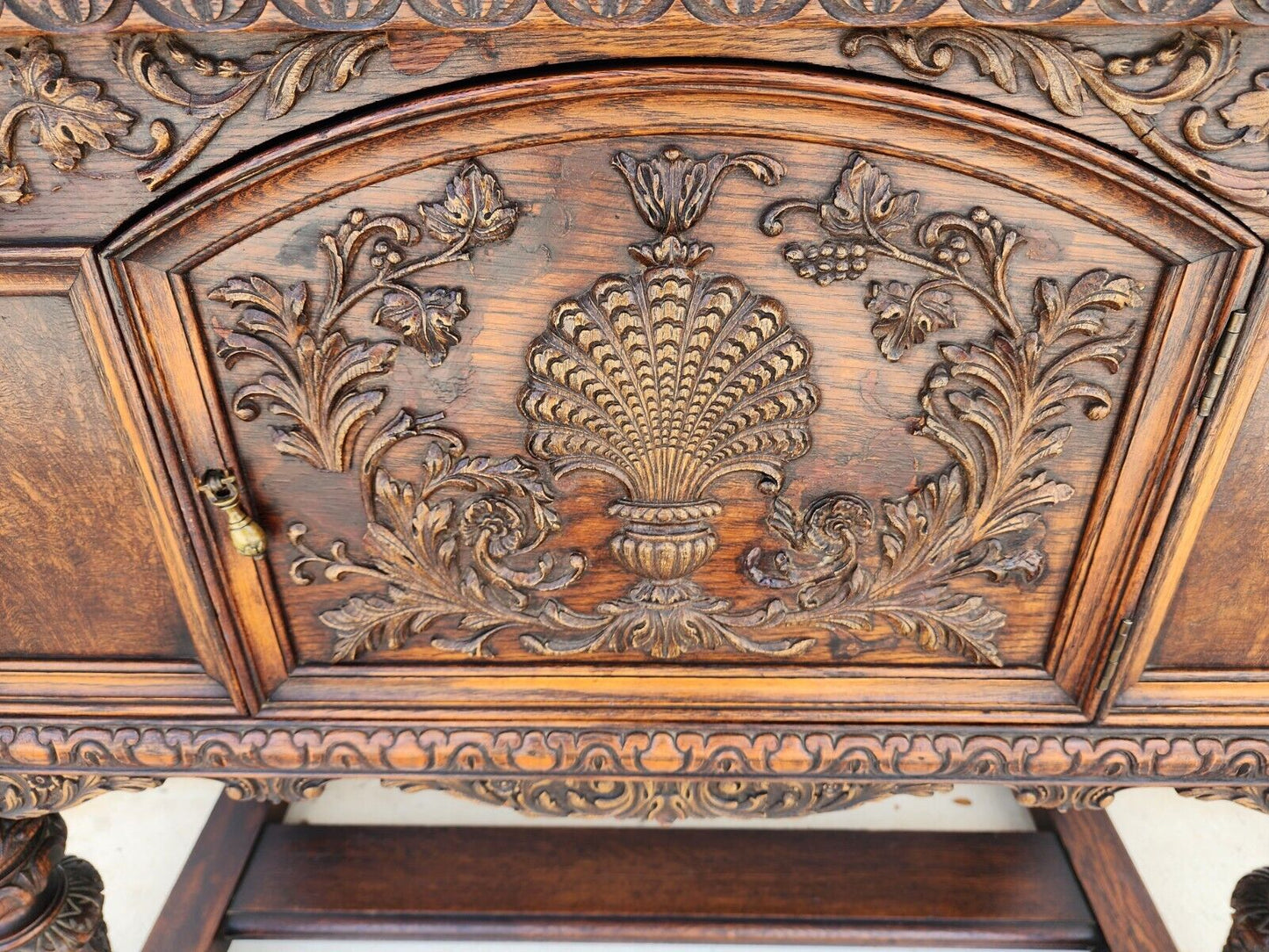 Antique Buffet Sideboard TV Table Oak Early 1900s
