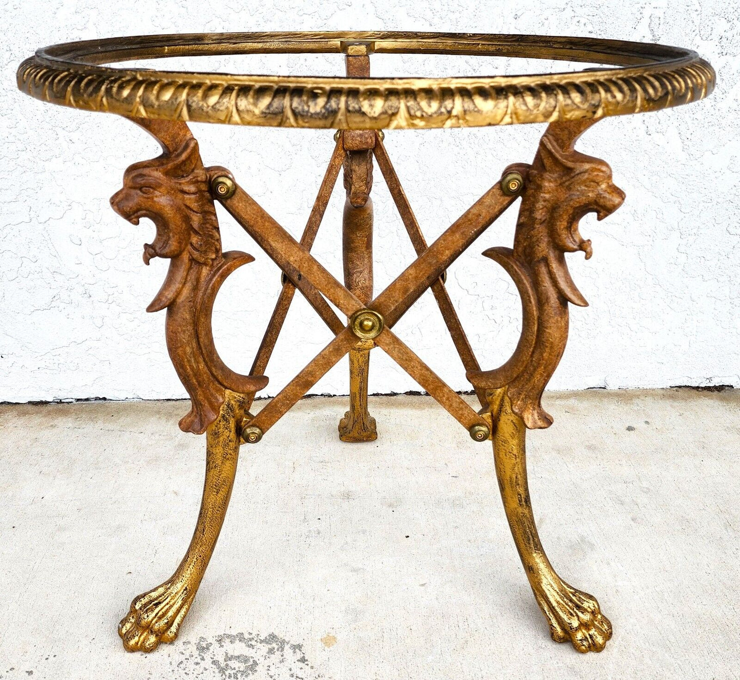 Gueridon Table Patinated and Gilt-Bronze with Marble Top