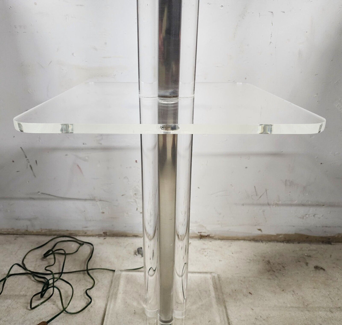 Lucite Floor Lamp with Table Vintage 1980s