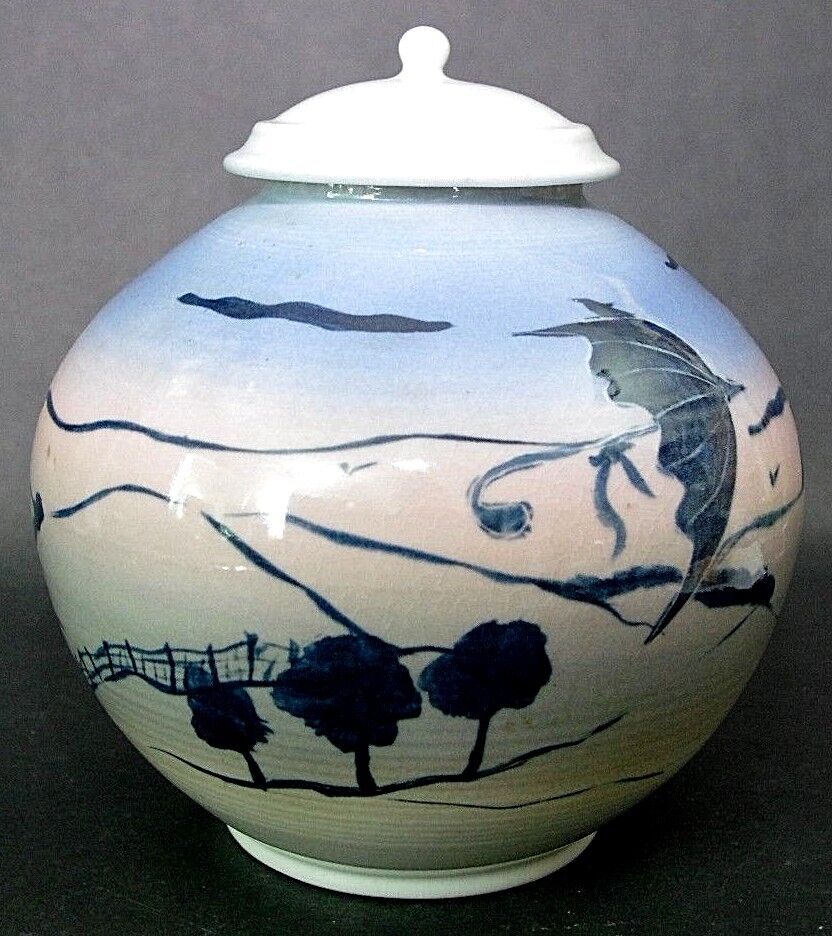 1978 Rex Fogt Signed Hand Painted Porcelain Lidded Jar Art Pottery Toledo Museum