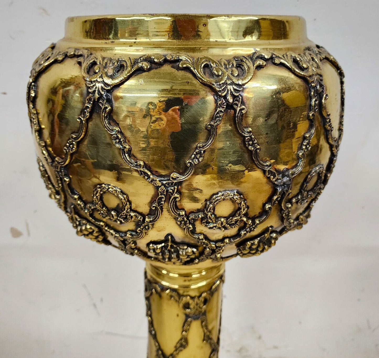 2 Antique Brass Planter Stands