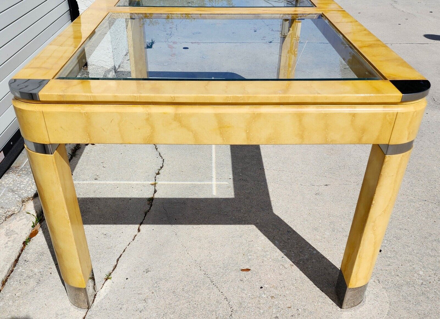 MCM Goatskin Dining Table Karl Springer Style Extendable