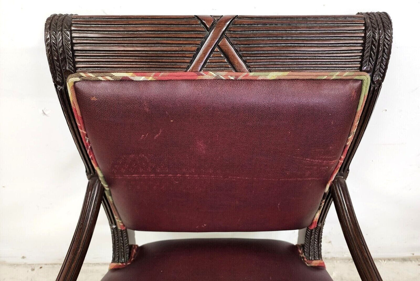 Vintage French Carved Solid Mahogany Dining Armchairs