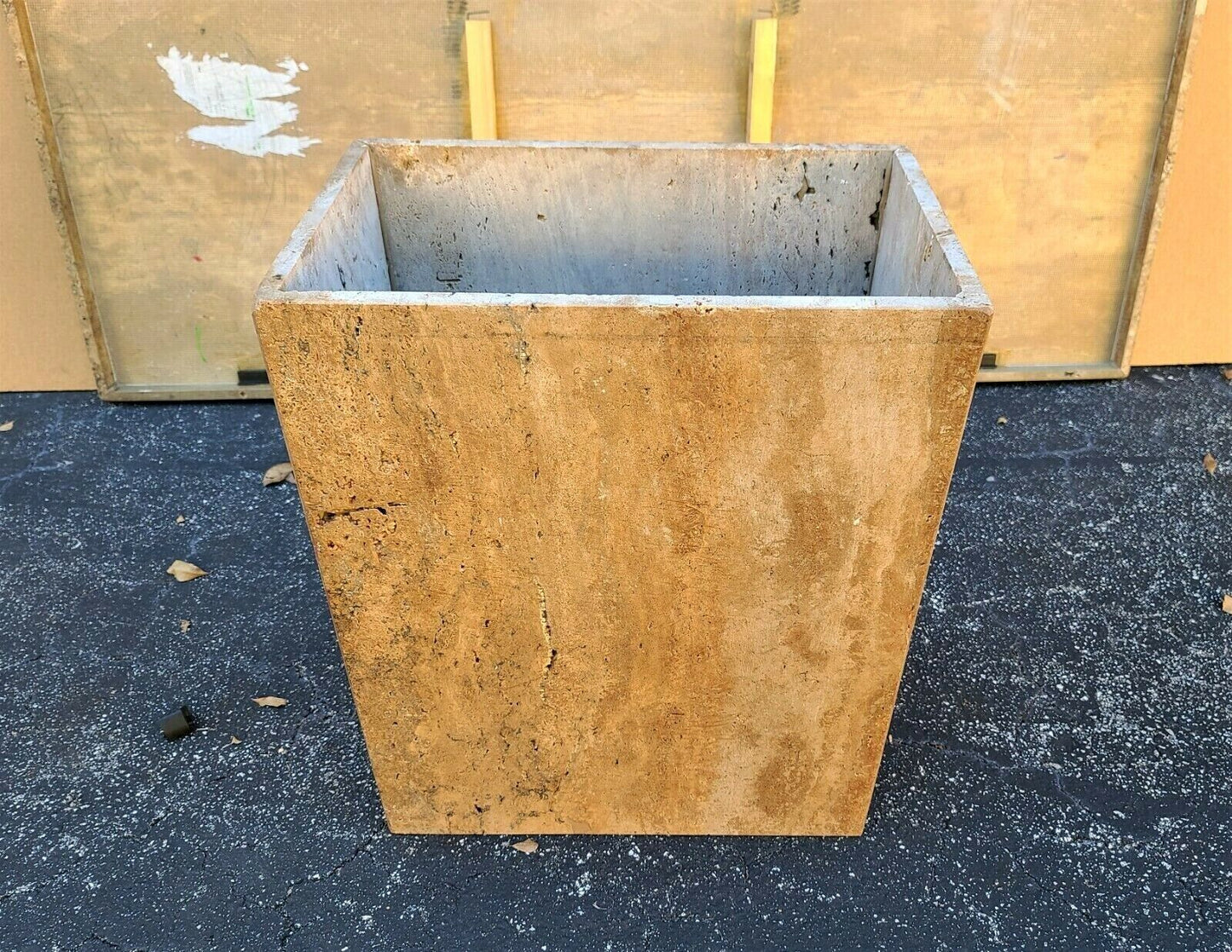 1970's Italian Walnut Travertine Highly Polished Marble Dining Table