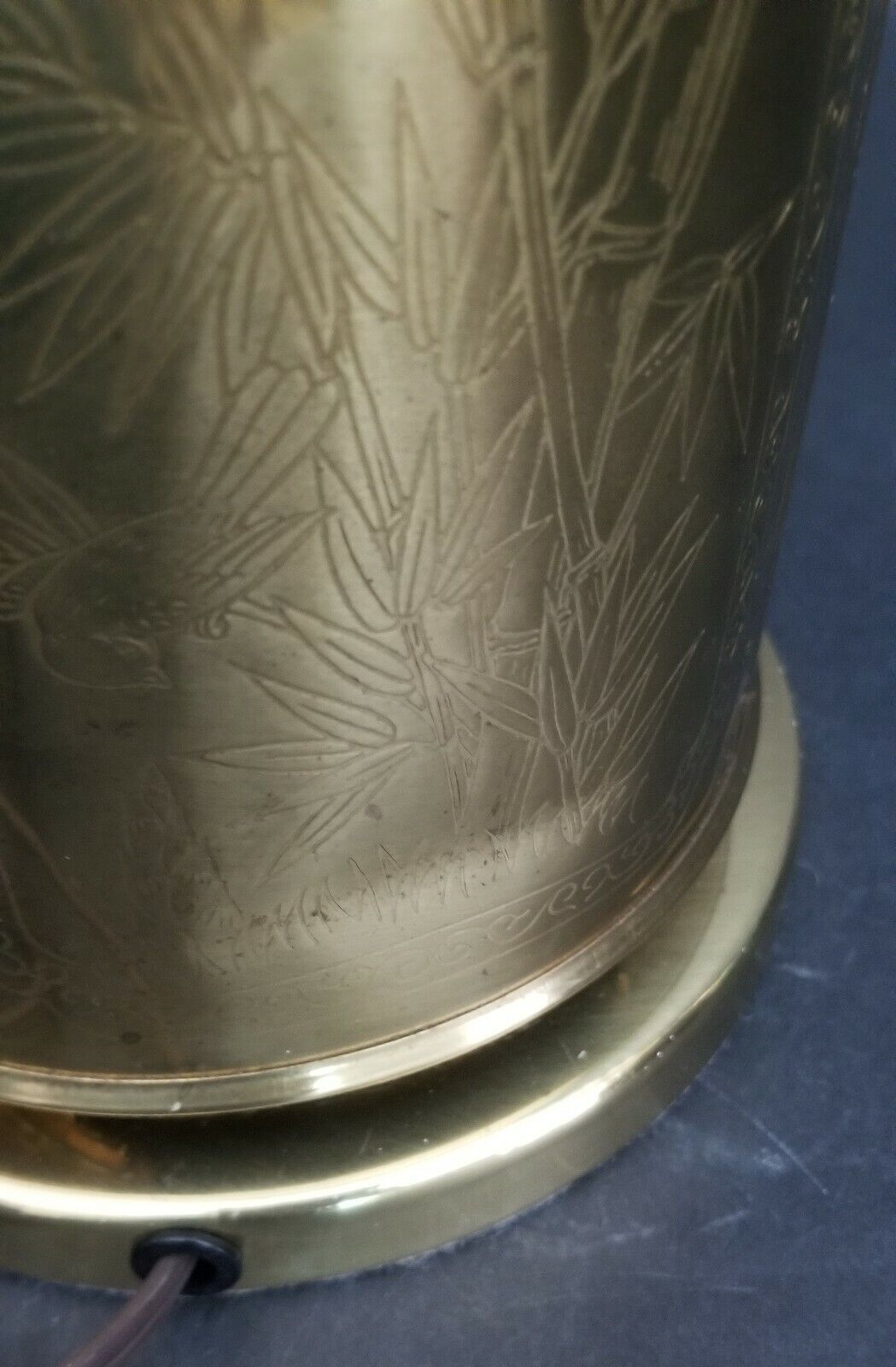 Vintage Brass Asian Chinoiserie Tea Cannister Table Lamp on Brass Base