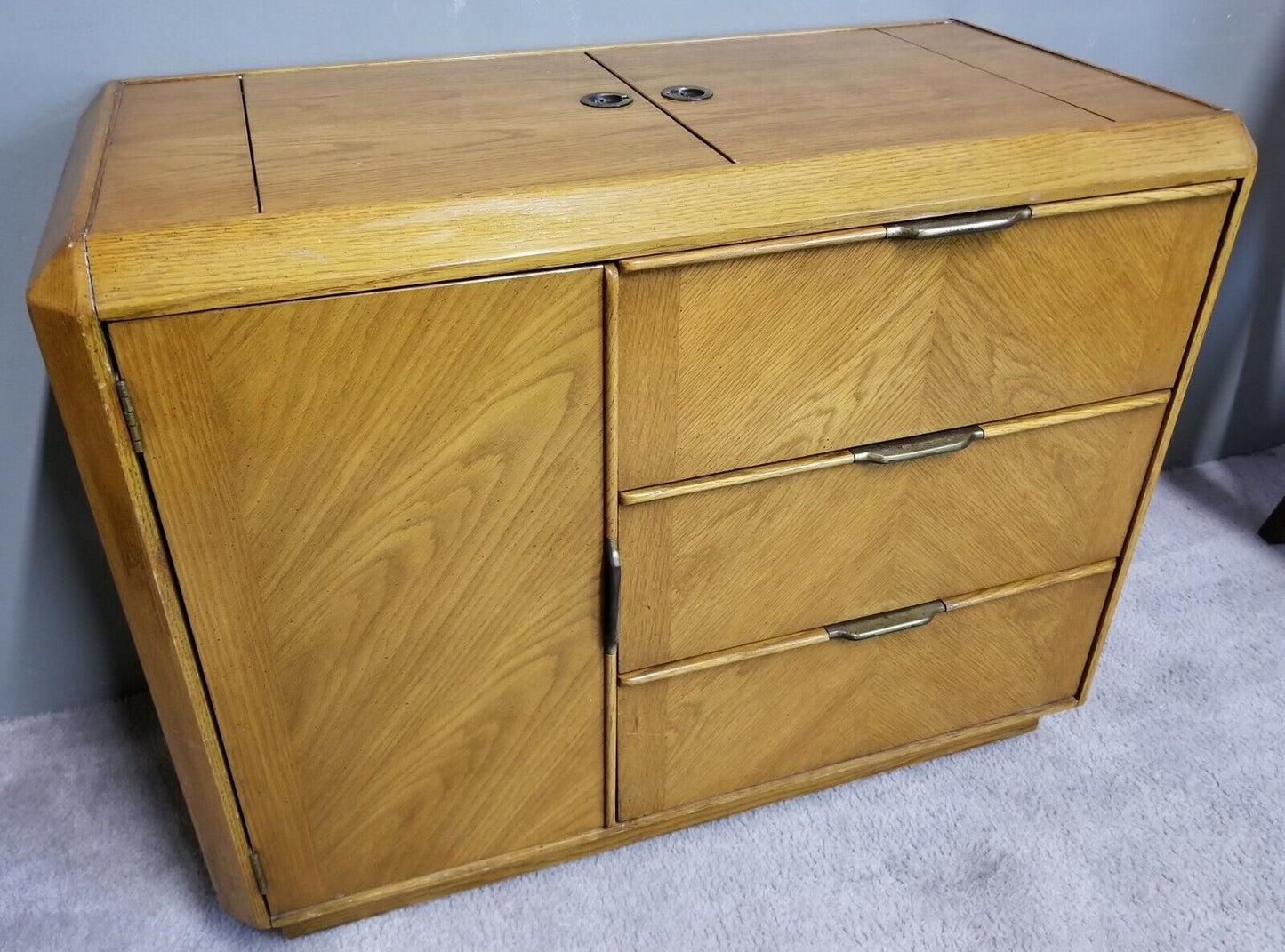 1970's MCM 3D Bamboo Rolling Dry Bar Buffet Server Cart Nightstand
