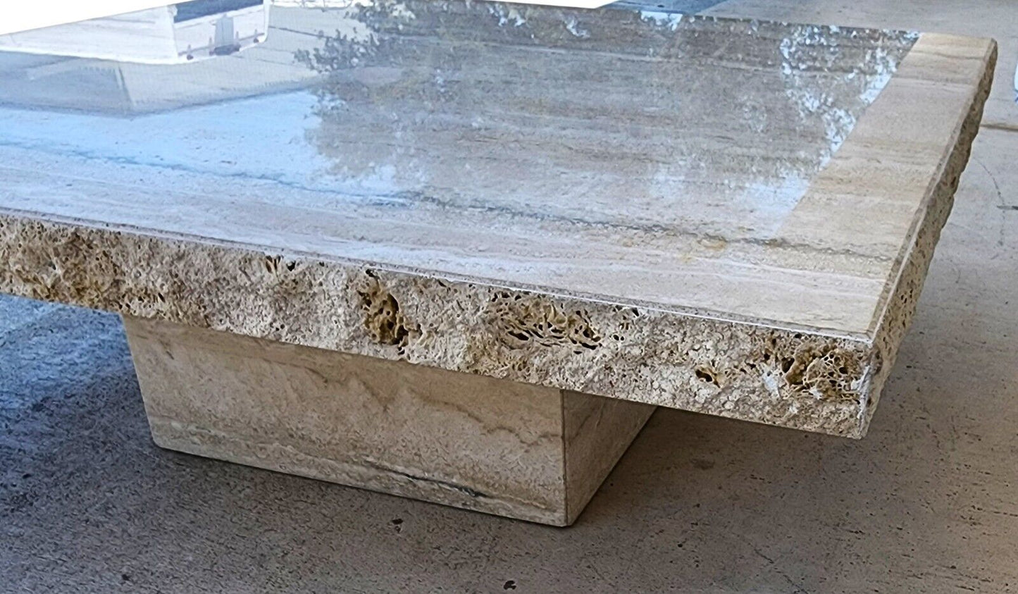 Travertine Coffee Table Italian Live Edge 1970s by STONE INTERNATIONAL